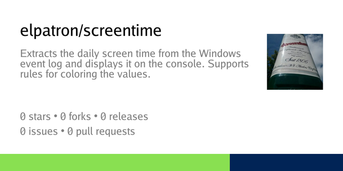 Summary card of repository elpatron/screentime