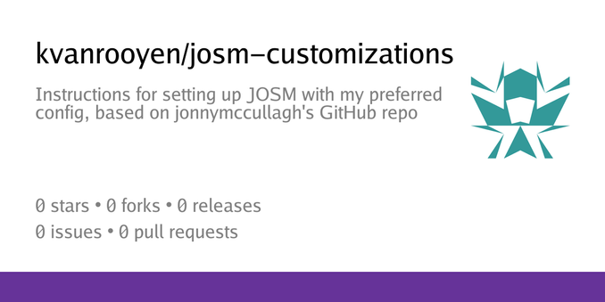 Summary card of repository kvanrooyen/josm-customizations