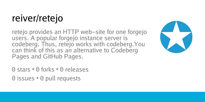 Summary card of repository reiver/retejo
