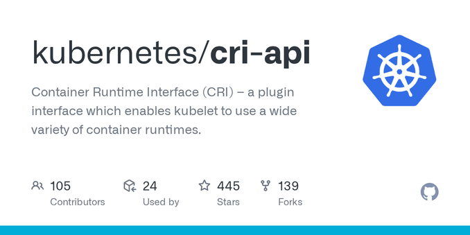 Container Runtime Interface (CRI) – a plugin interface which enables kubelet to use a wide variety of container runtimes. - kubernetes/cri-api