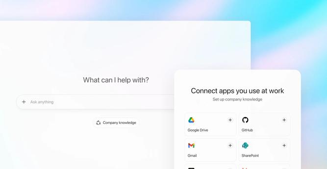 A screenshot of the connected apps available for ChatGPT company knowledge