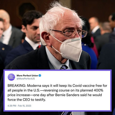 Moderna says it will keep its Covid vaccine free for all people in the U.S.—reversing course on its planned 400% price increase—one day after Bernie Sanders said he would force the CEO to testify.