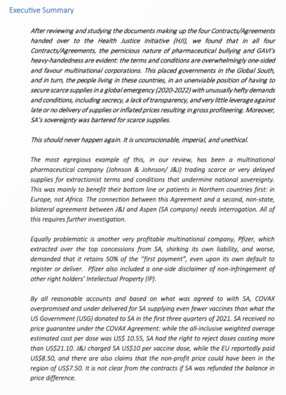 Screenshot of executive summary of report.
