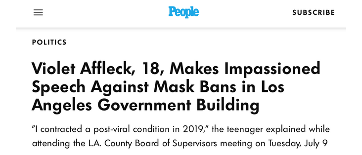 People: Violet Affleck, 18, Makes Impassioned Speech Against Mask Bans in Los Angeles Government Building