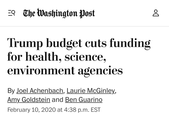 Trump budget cuts funding for health, science, environment agencies