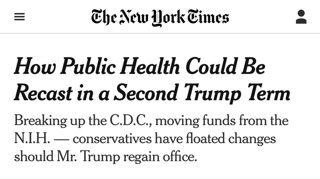 How Public Health Could Be Recast in a Second Trump Term
Breaking up the C.D.C., moving funds from the N.I.H. — conservatives have floated changes should Mr. Trump regain office.