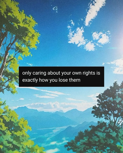 only caring about your own rights is exactly how you lose them