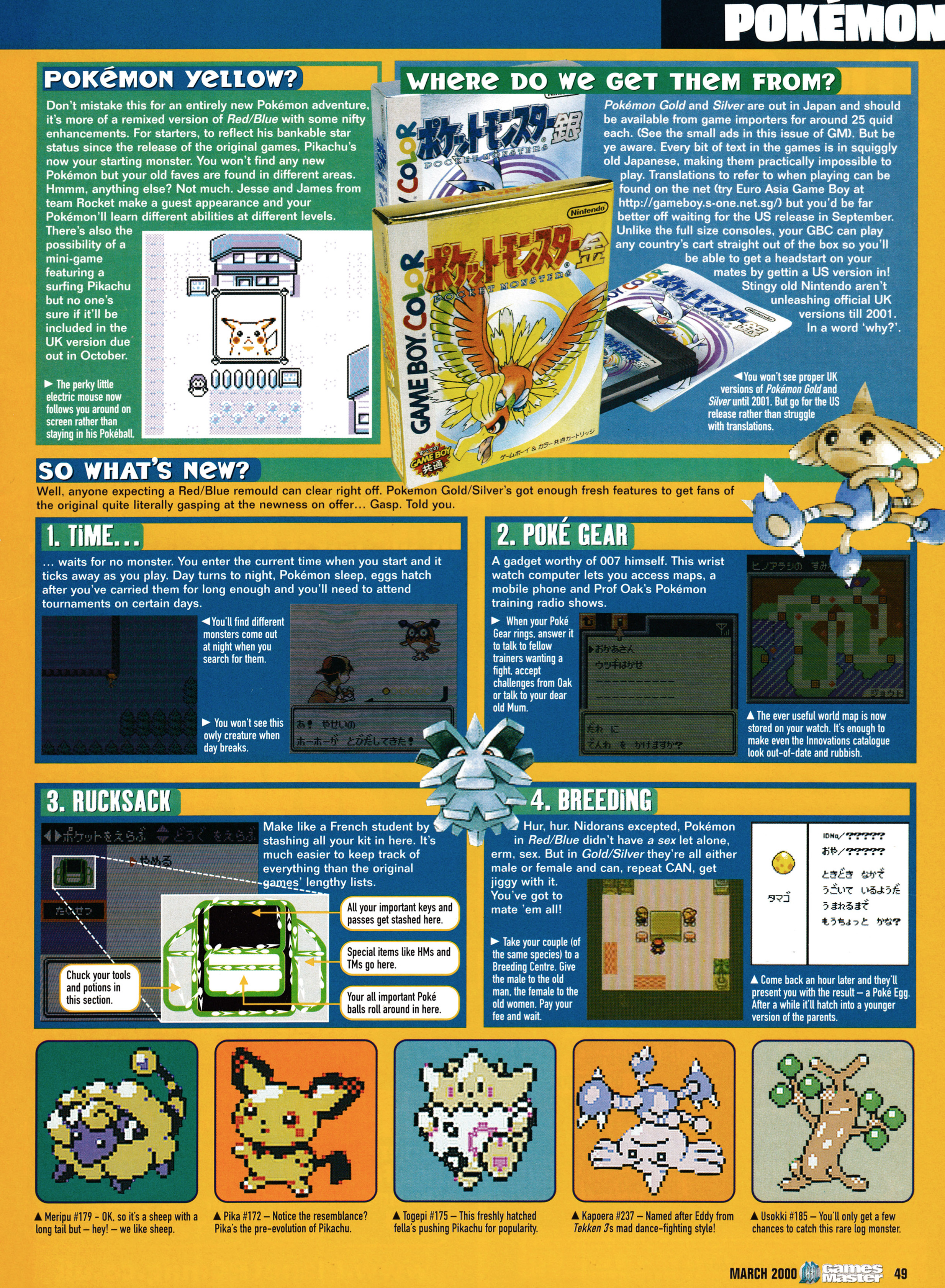 A special on Pokémon Gold & Silver for the Game Boy Color. Taken from GamesMaster 92 - March 2000 (UK)