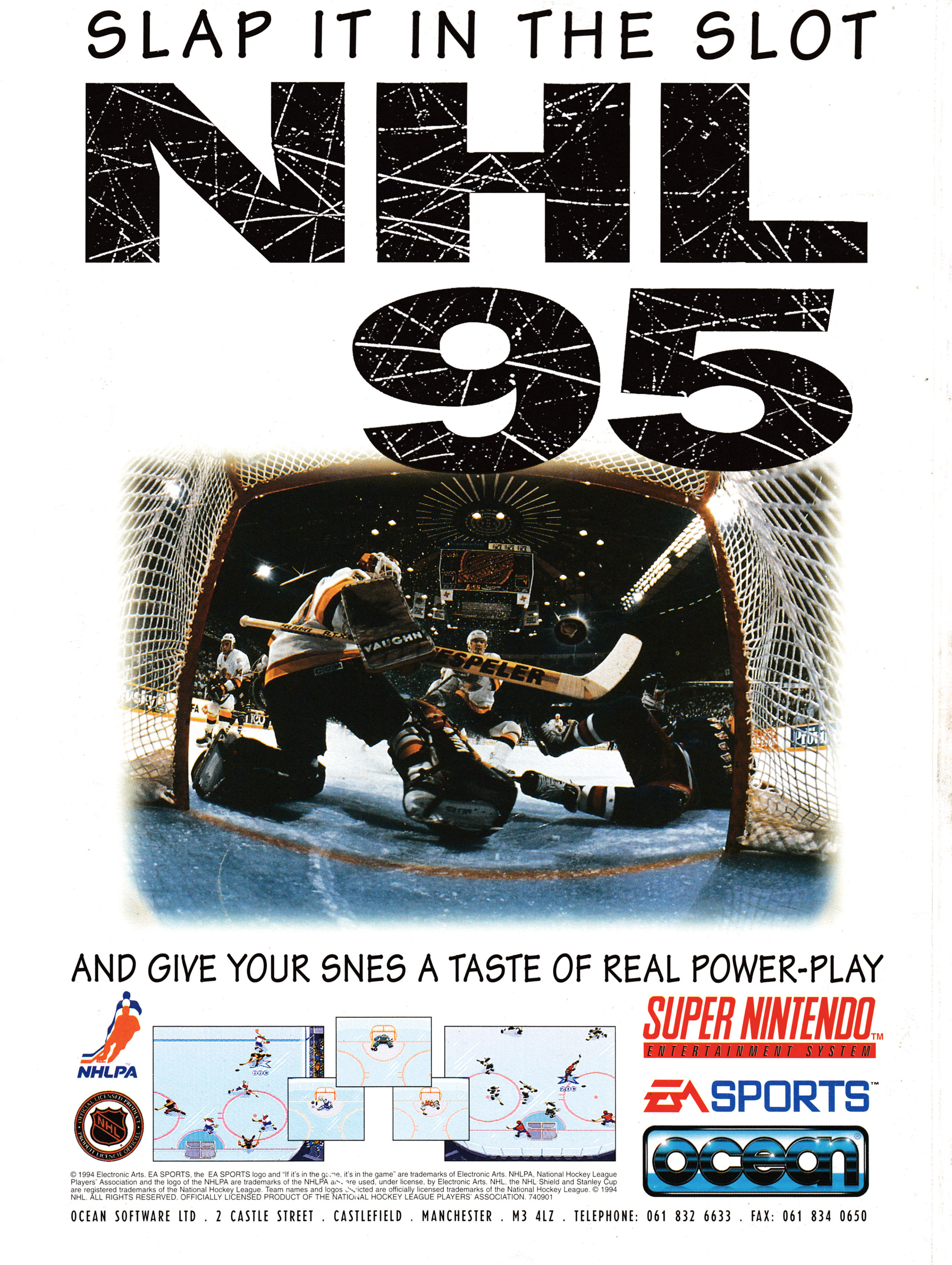 Back cover for CVG 156 - November 1994 (UK), featuring an advertisement for NHL 95 On Super Nintendo