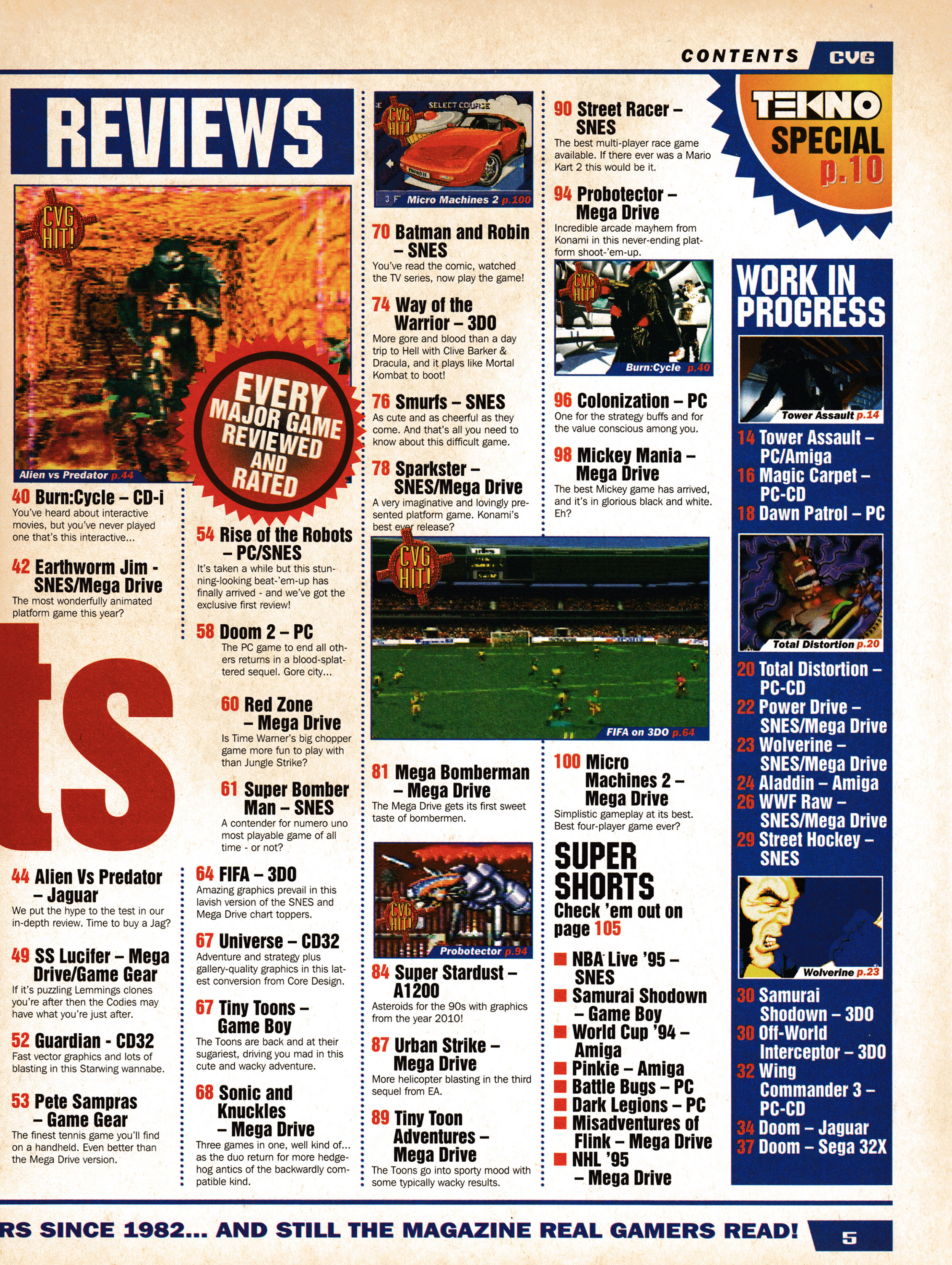 the contents pages for CVG 156 - November 1994 (UK) 