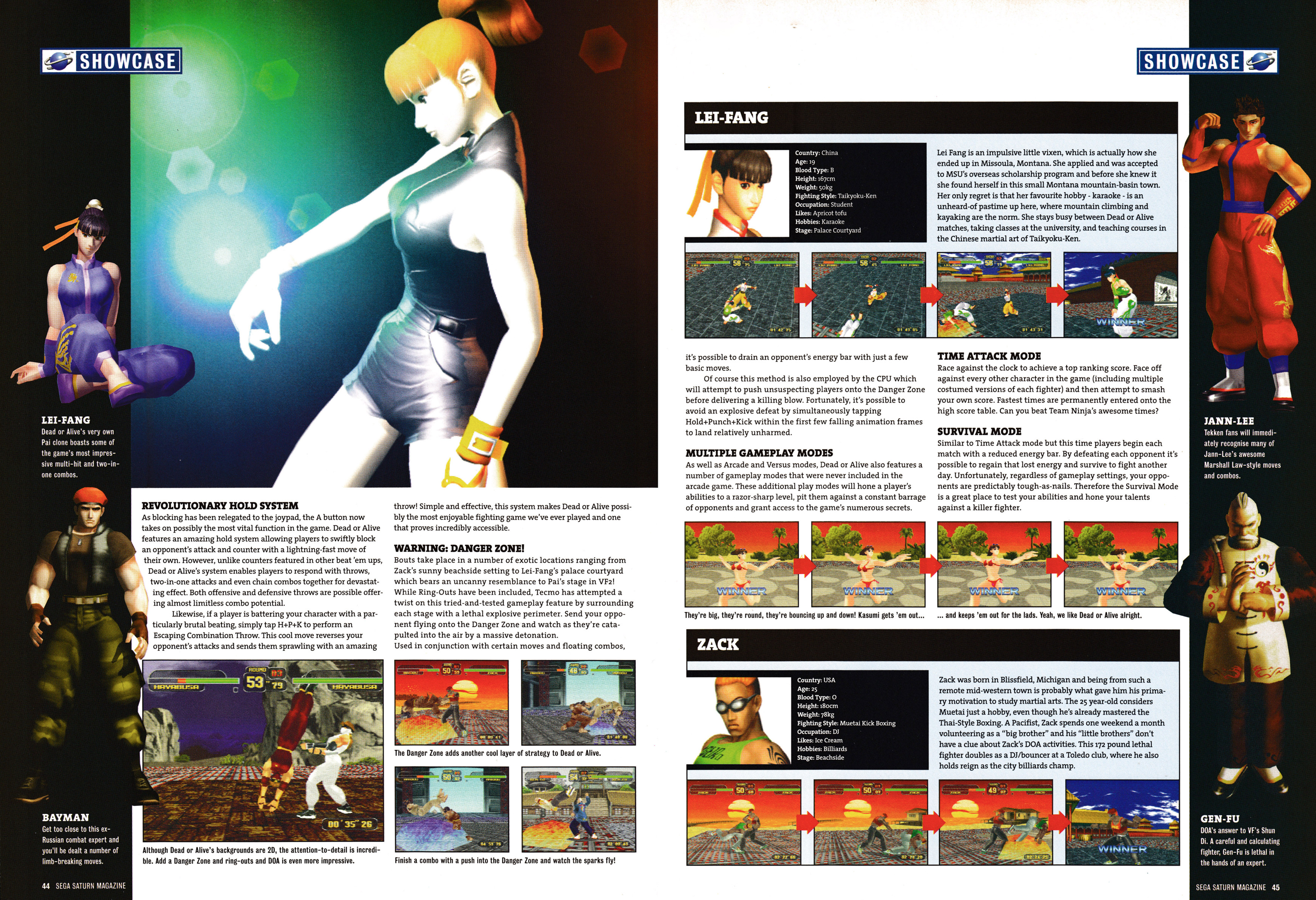 Massive feature on Dead or Alive for the Sega Saturn. Taken from Official Sega Saturn Magazine 26 - December 1997 (UK)