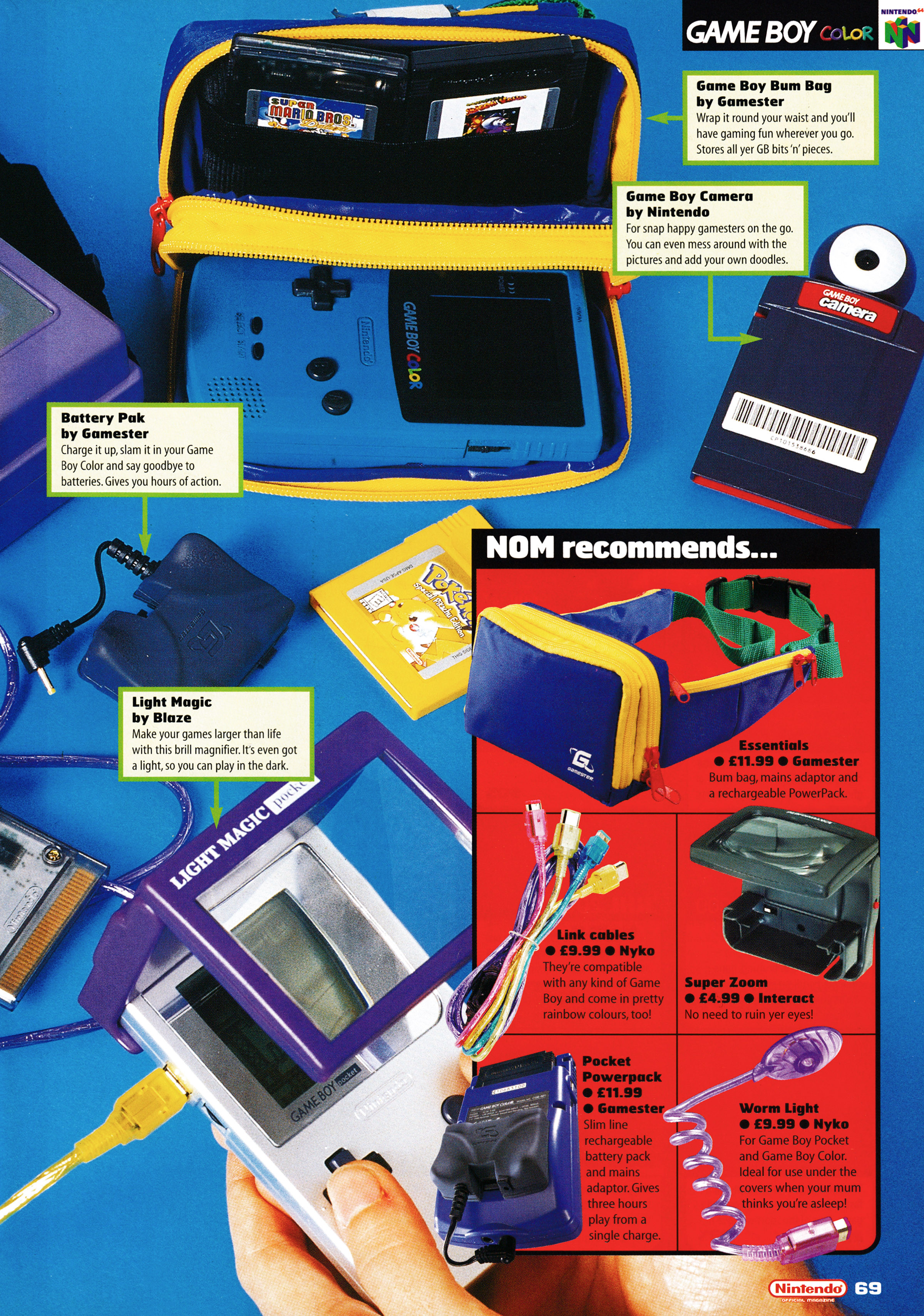 Little feature titled: Gadgets & Gizmos for the Game Boy Color. Taken from Nintendo Official Magazine 87 - December 1999 (UK)