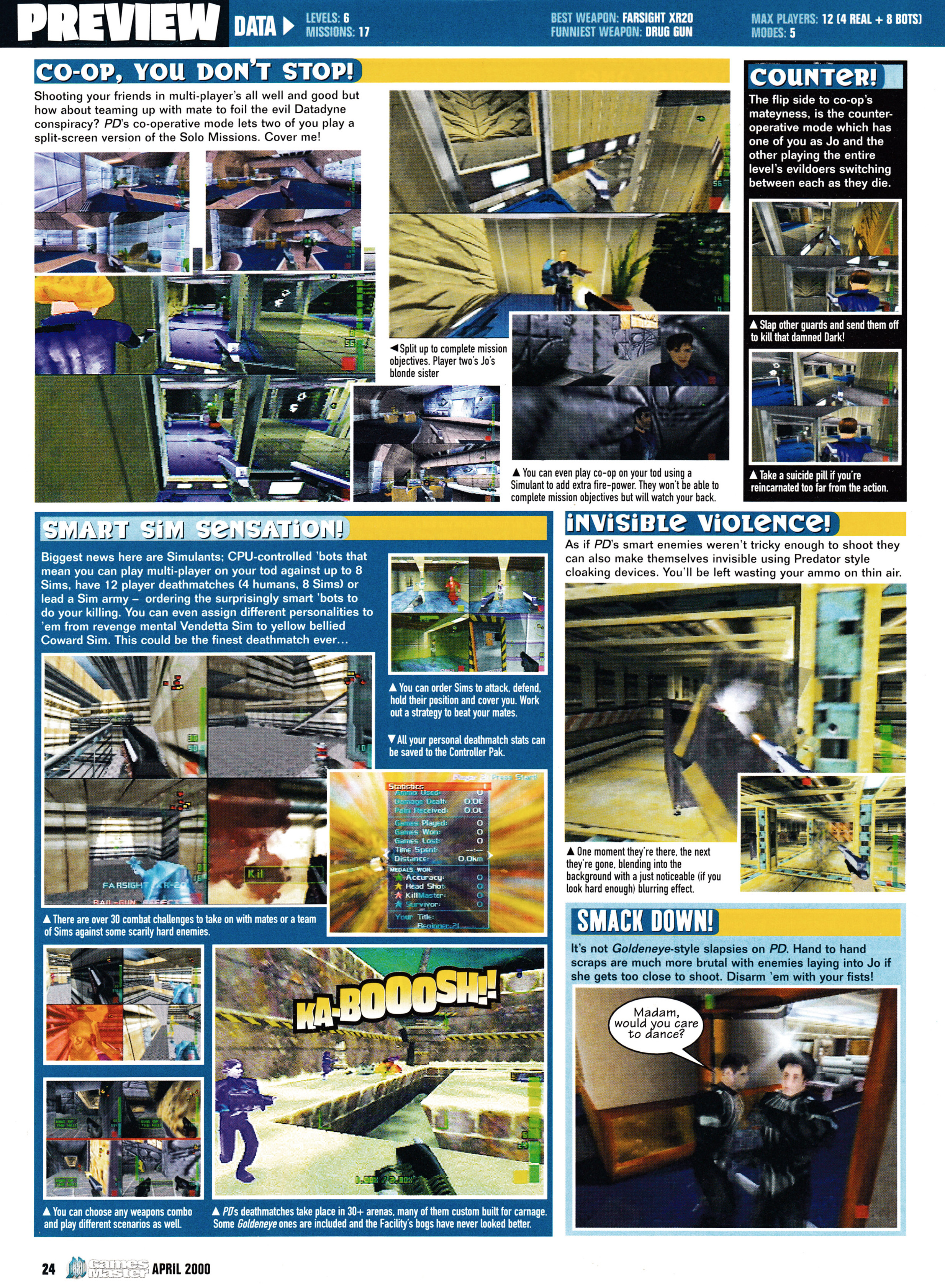 Preview for Perfect Dark on Nintendo 64. Taken from GamesMaster 93 - April 2000 (UK)   