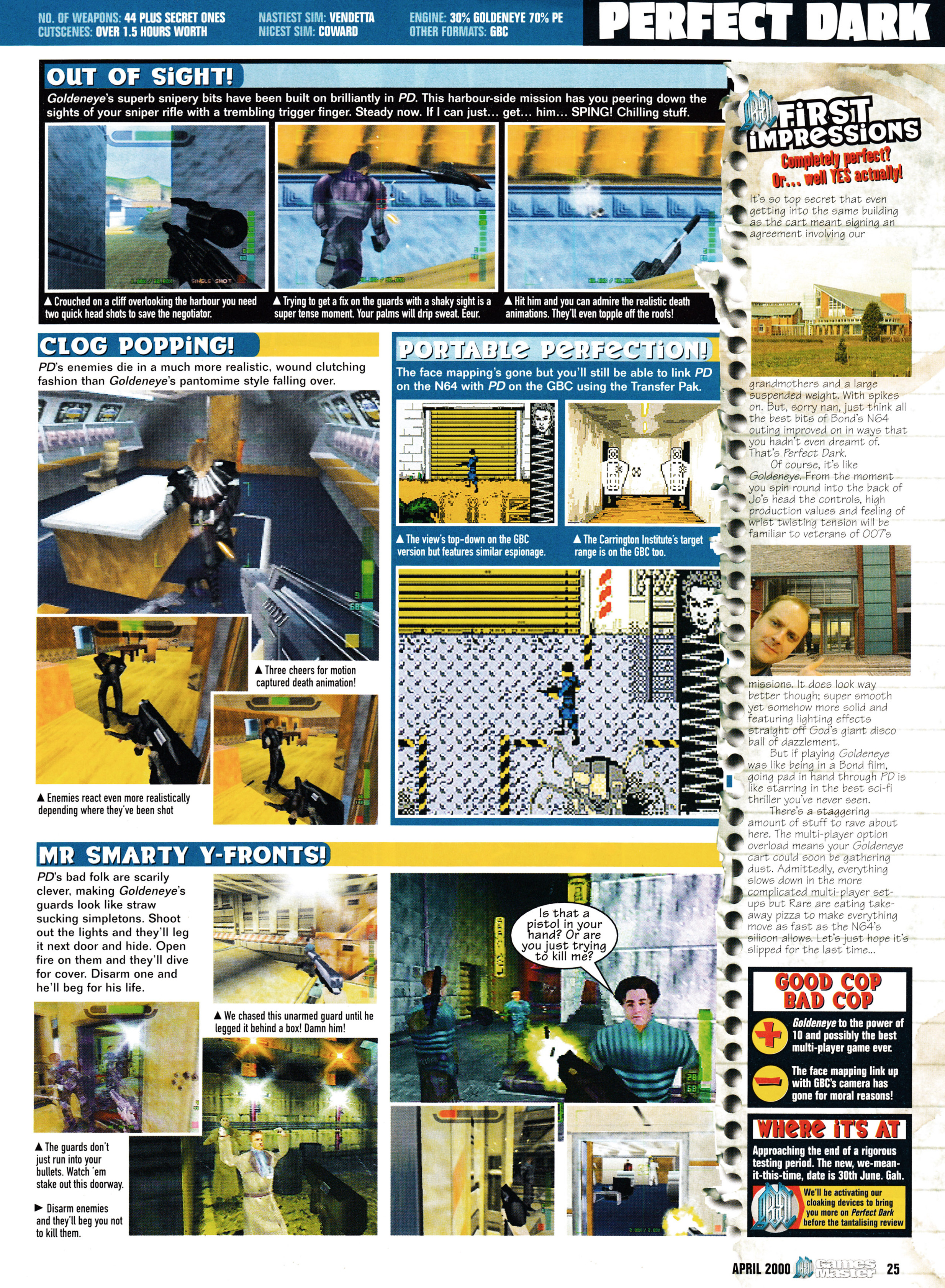 Preview for Perfect Dark on Nintendo 64. Taken from GamesMaster 93 - April 2000 (UK)   