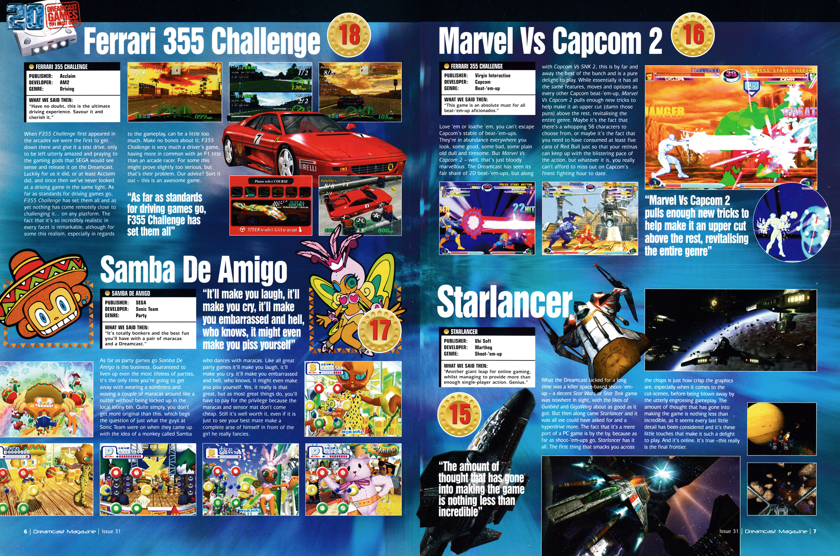 Massive 16-page feature titled: 20 Dreamcast Games You Must Own! Taken from Dreamcast Magazine 31 - January 2001 (UK)