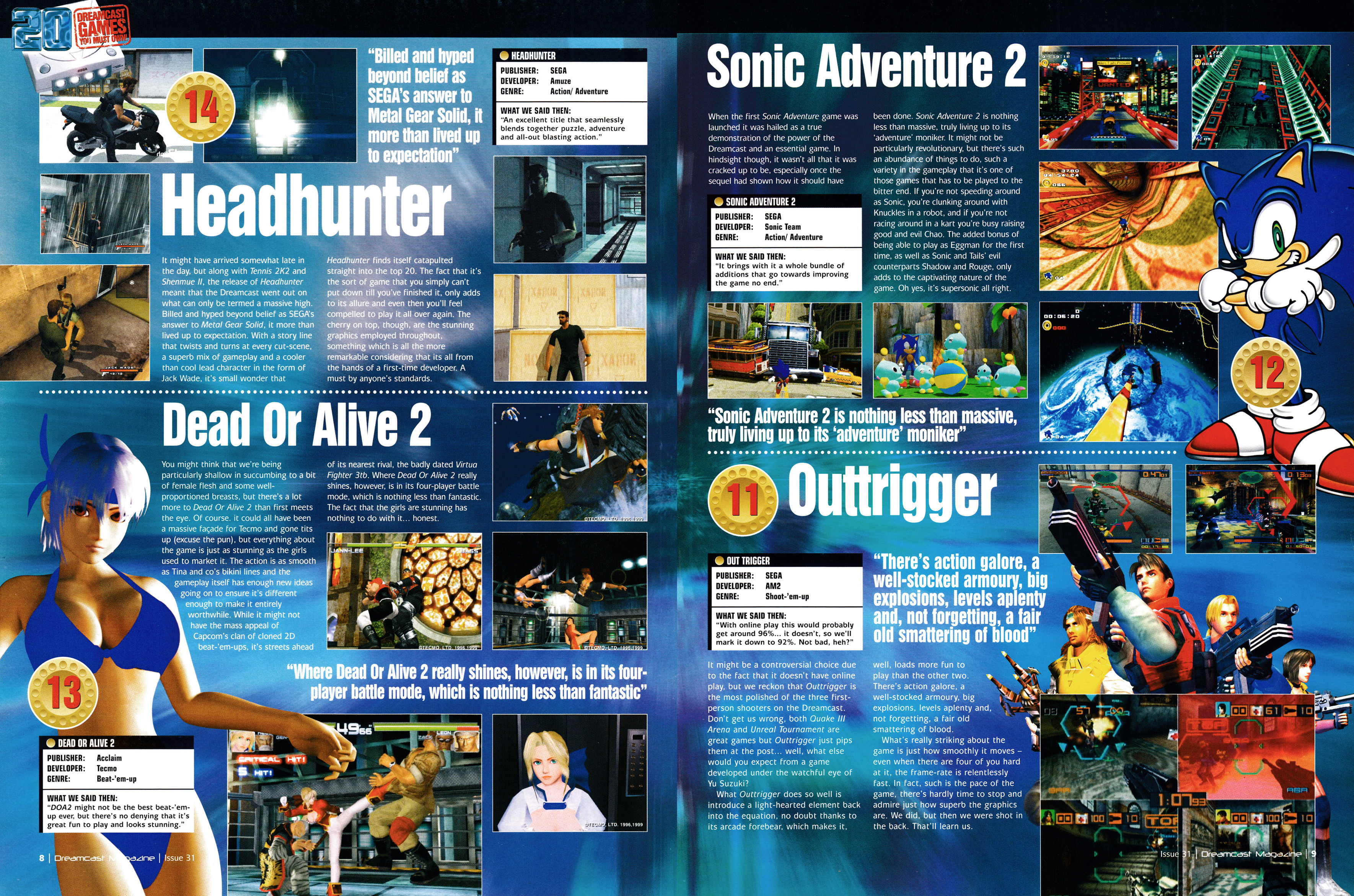 Massive 16-page feature titled: 20 Dreamcast Games You Must Own! Taken from Dreamcast Magazine 31 - January 2001 (UK)