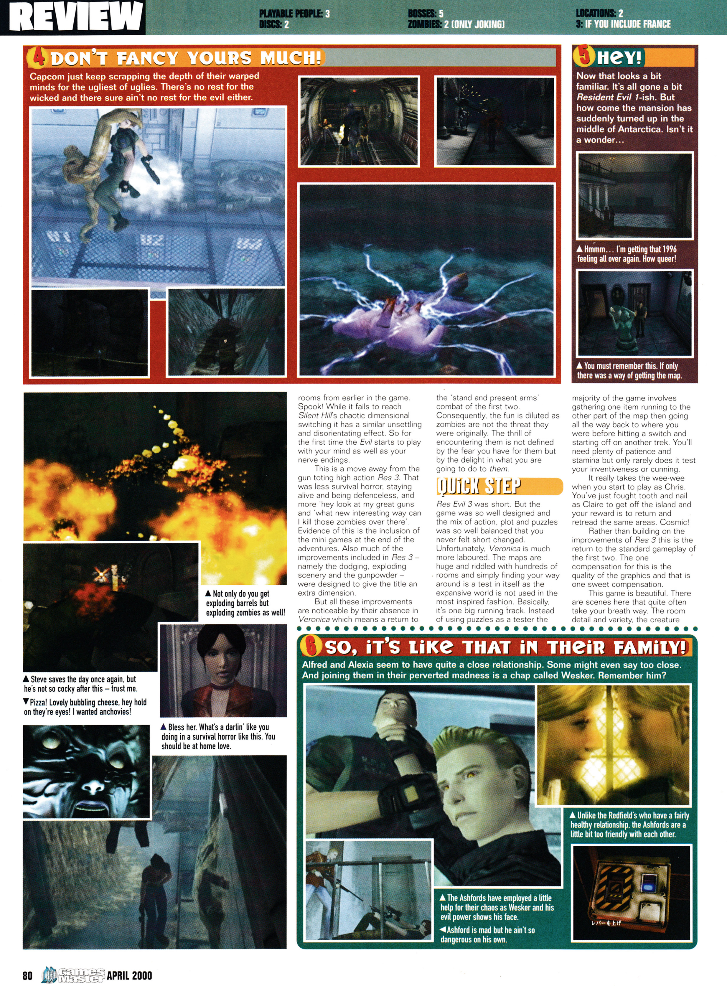 Review for Resident Evil Code: Veronica on Dreamcast. Taken from GamesMaster 93 - April 2000 (UK)    score: 90%