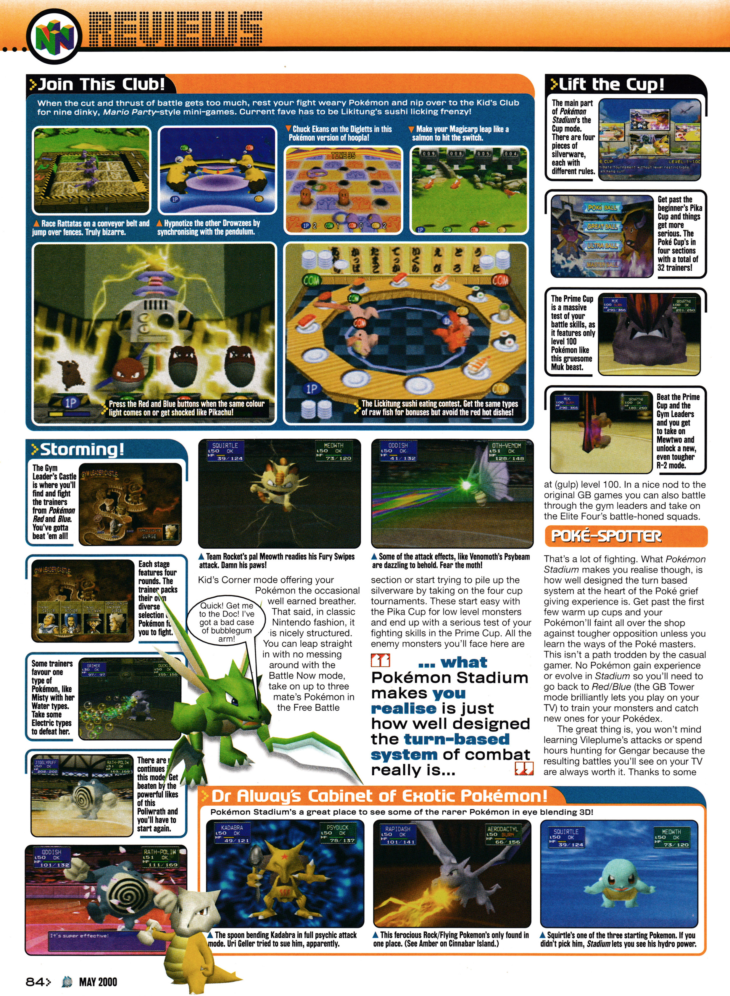 Review for Pomémon Stadium on Nintendo 64. Taken from GamesMaster 94 - May 2000 (UK)   score: 88%