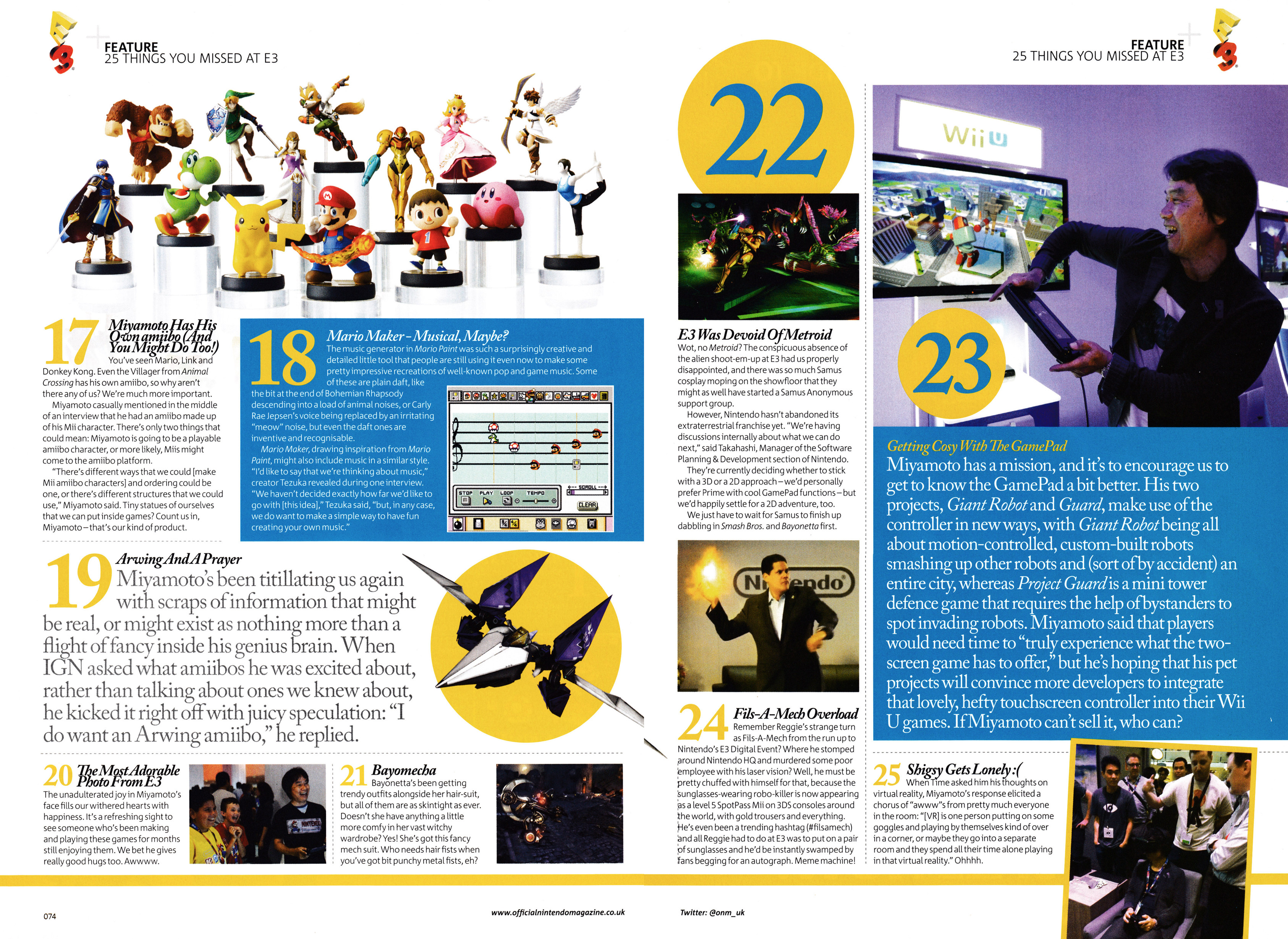 Feature titled: 25 Things you missed at E3 2014. Taken from Official Nintendo Magazine 111 - September 2014 (UK) 