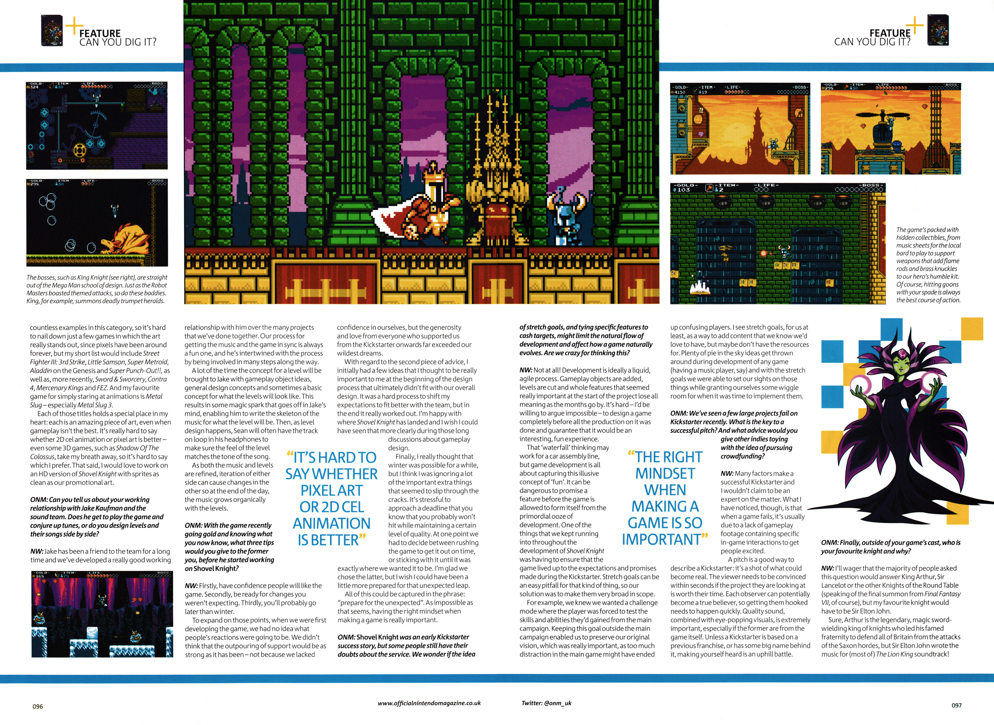 Interview with Nick Wozniak from Yacht Club Games on Shovel Knight. Taken from Official Nintendo Magazine 111 - September 2014 (UK)