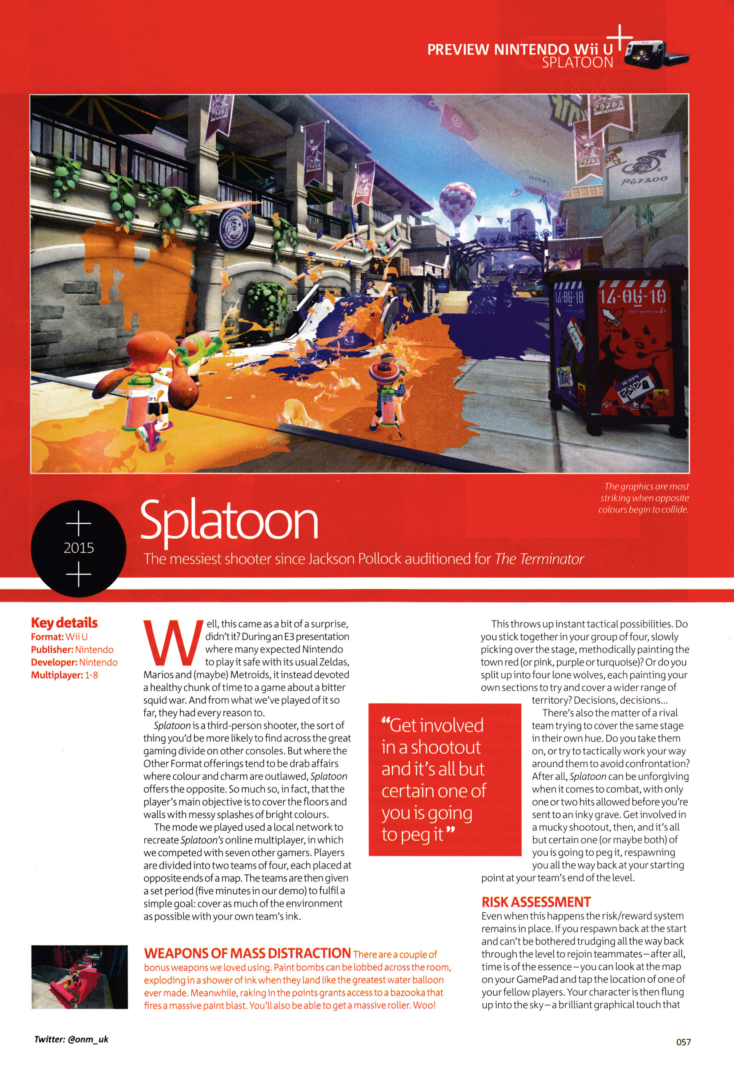 Preview for Splatoon on Wii U. Taken from Official Nintendo Magazine 111 - September 2014 (UK)