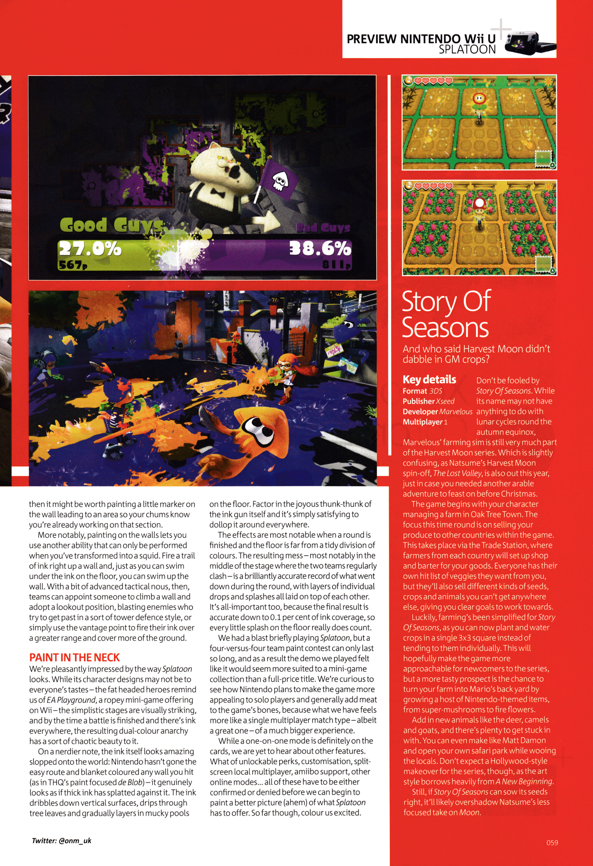 Preview for Splatoon on Wii U. Taken from Official Nintendo Magazine 111 - September 2014 (UK)