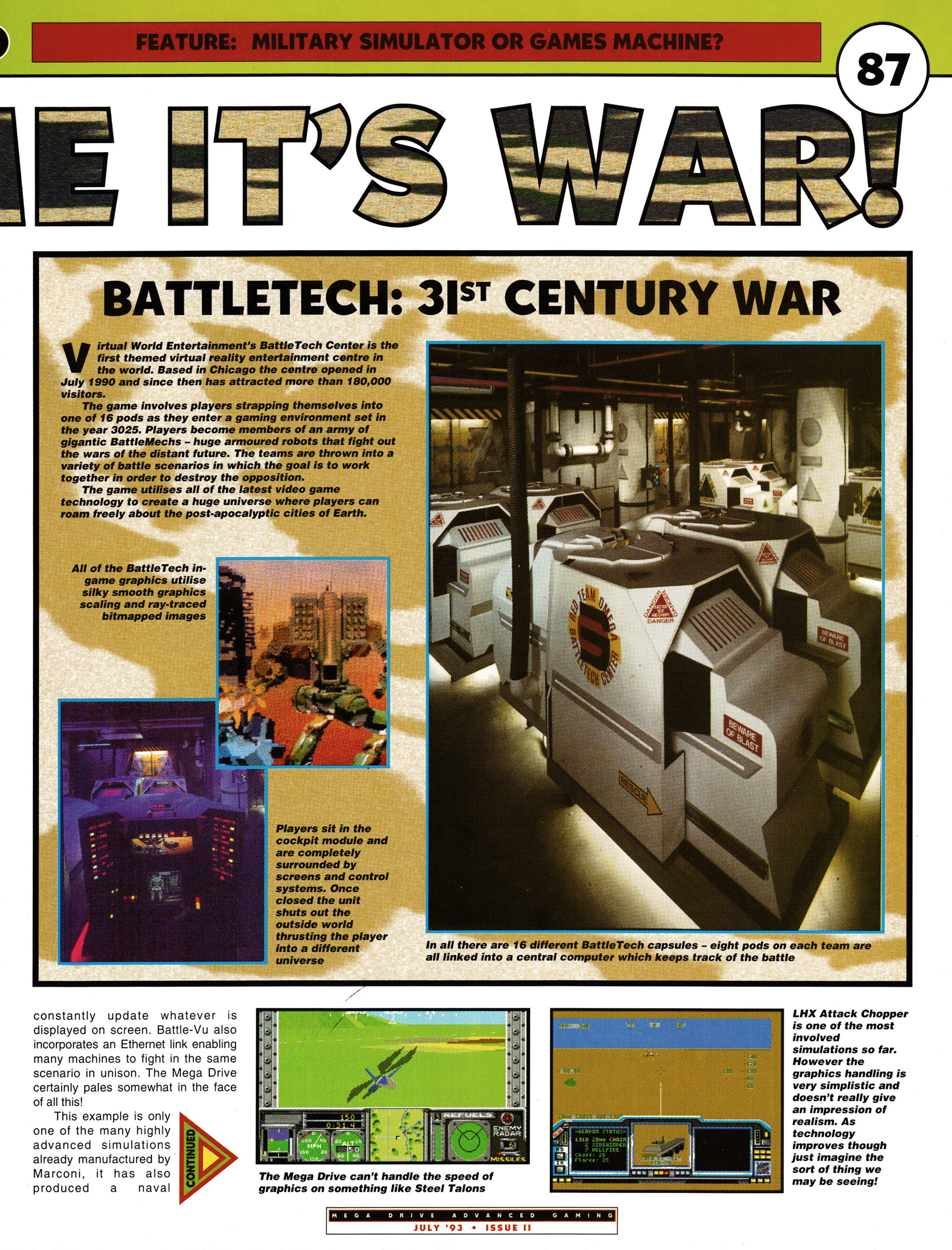 Feature titled: Military Simulator or Games Machines? Taken from Mega Drive Advanced Gaming 11 - July 1993 (UK)