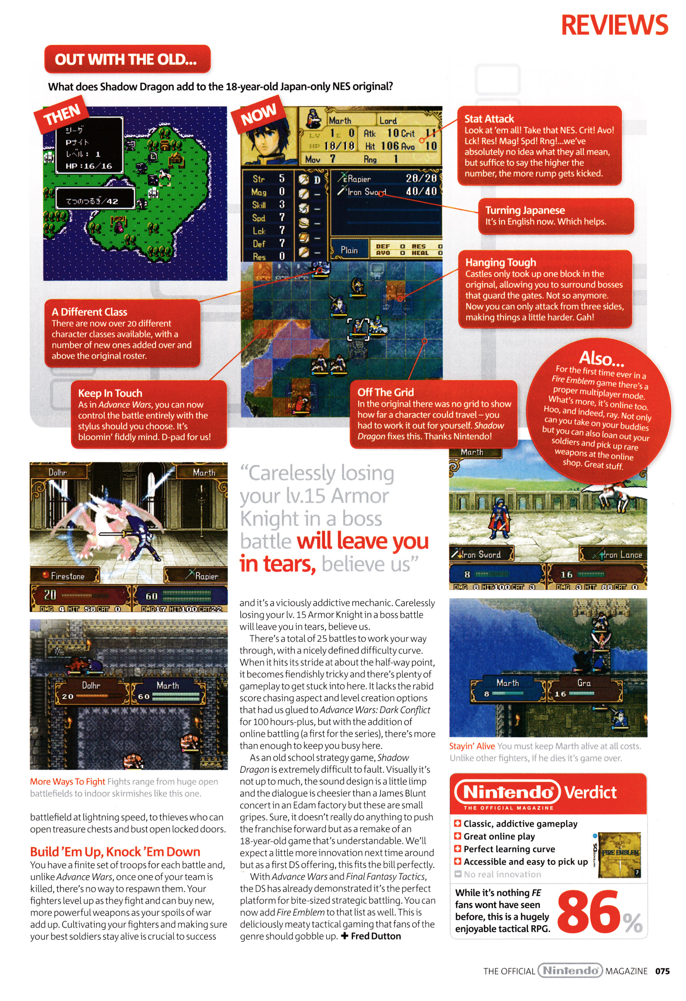 Review for Fire Emblem: Shadow Dragon on Nintendo DS. Taken from Official Nintendo Magazine 39 - February 2009 (UK)   score: 86%