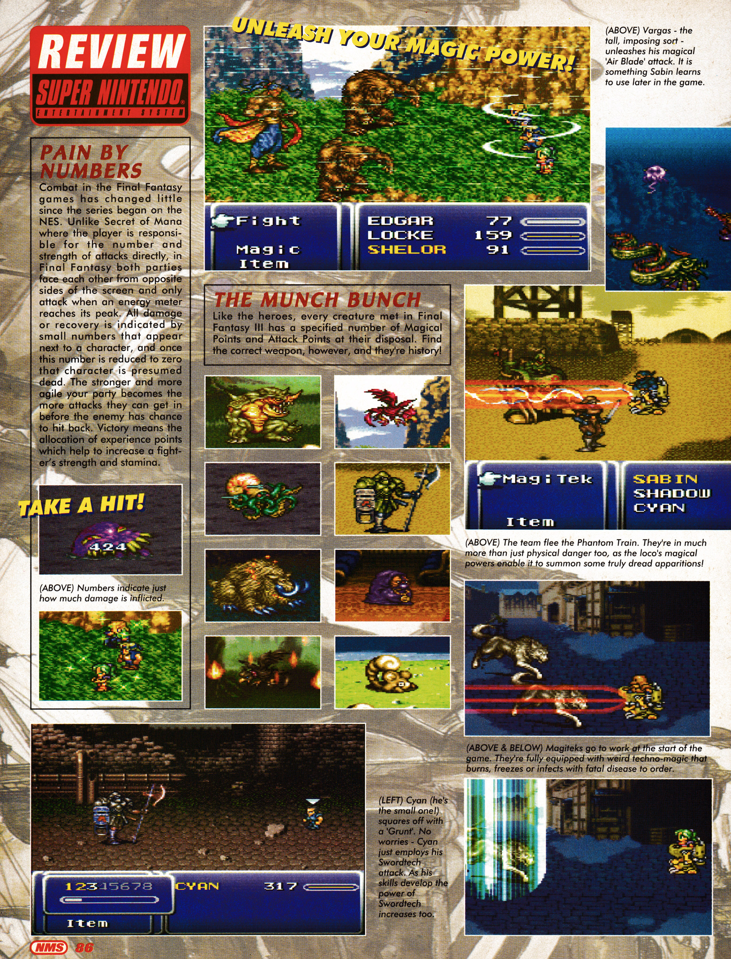 Import review for Final Fantasy 6 on Super Nintendo. Taken from Nintendo Magazine System 27 - December 1994 (UK)  score: 93%