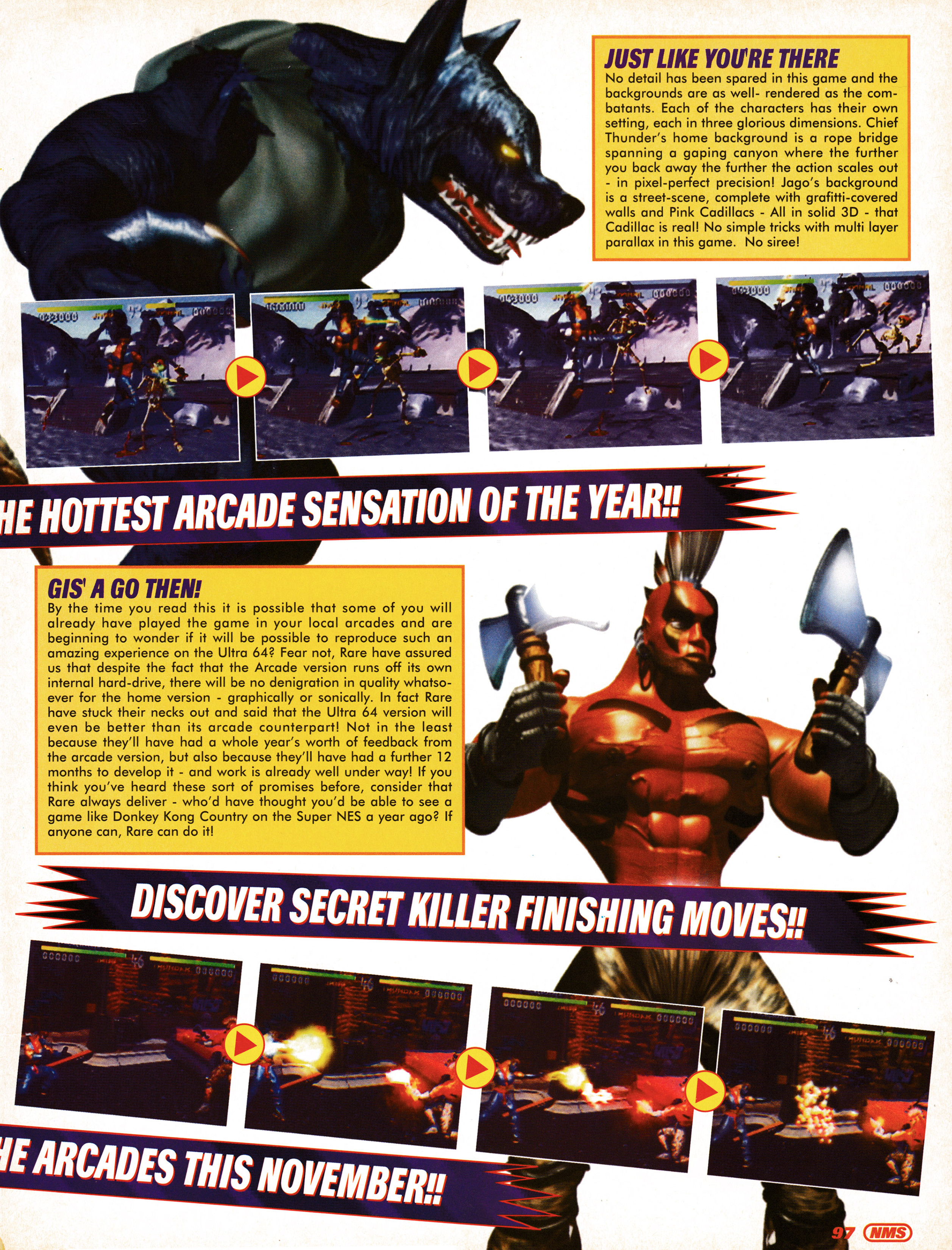 Feature for Killer Instinct in the Arcade. Taken from Nintendo Magazine System 27 - December 1994 (UK)