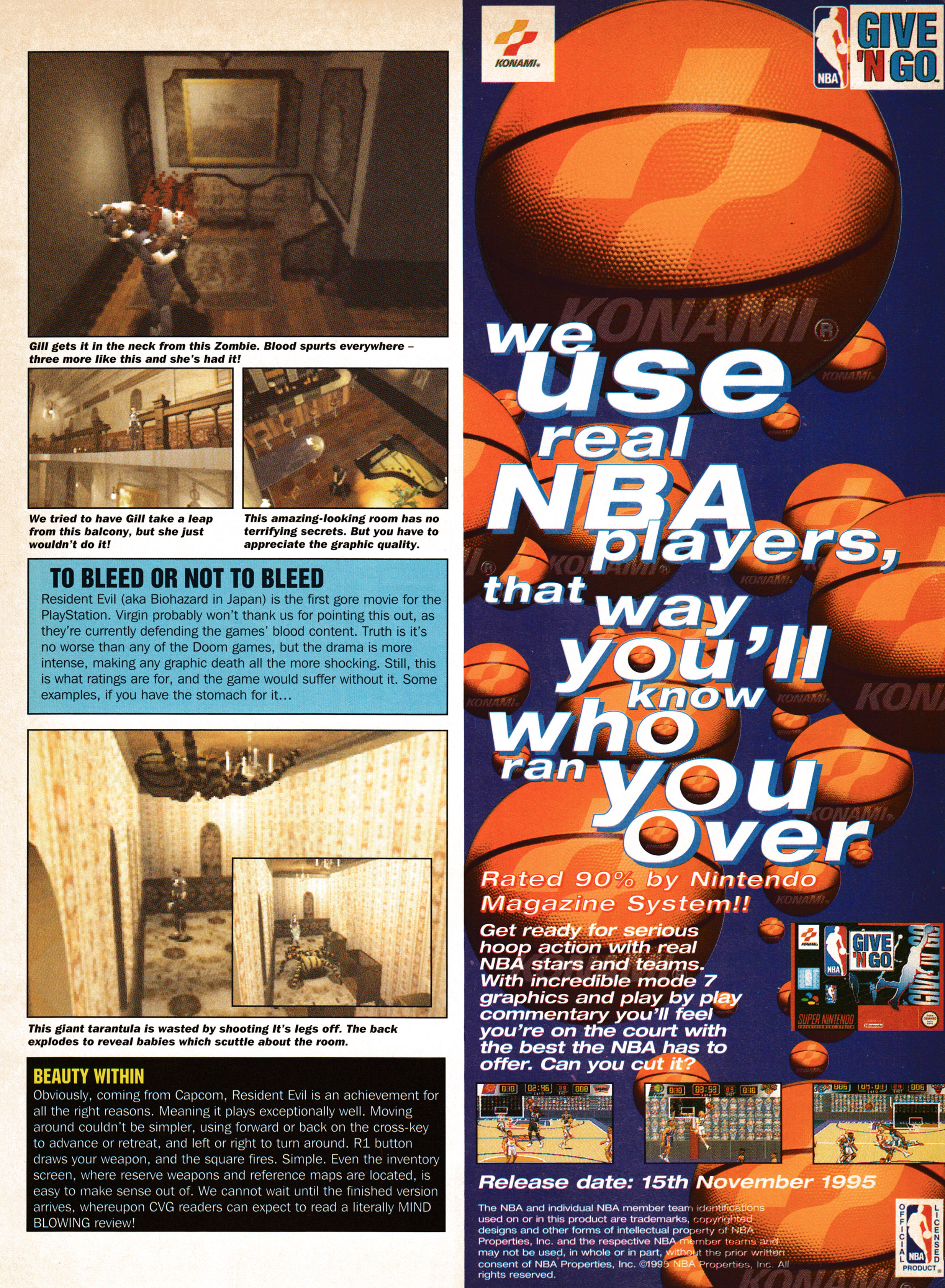 Preview for Resident Evil on PSone. Taken from CVG 170 - January 1996 (UK)