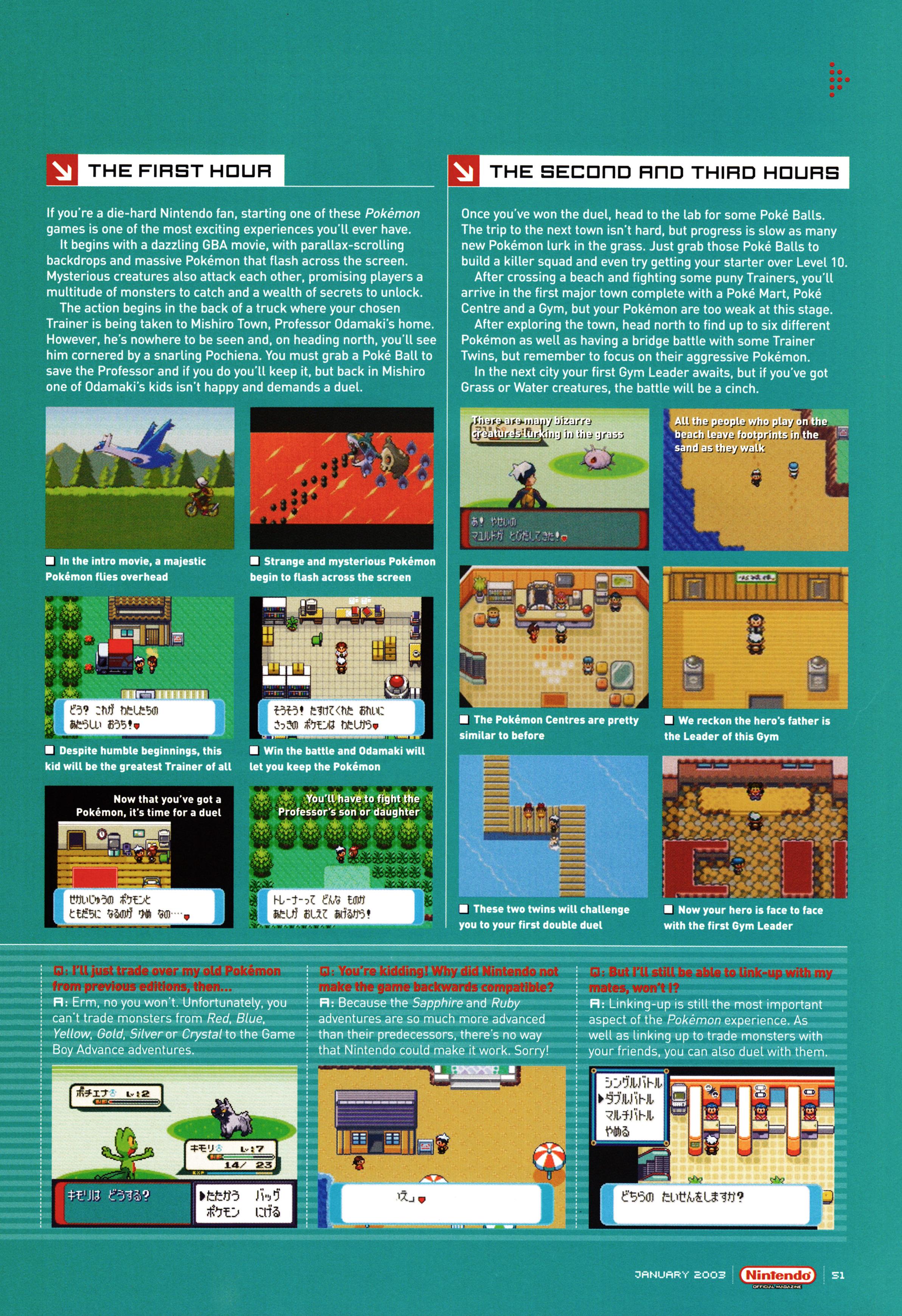 Feature on Pokémon Ruby and Sapphire on Game Boy Advance. Taken from Nintendo Official Magazine 124 - January 2003 (UK) 