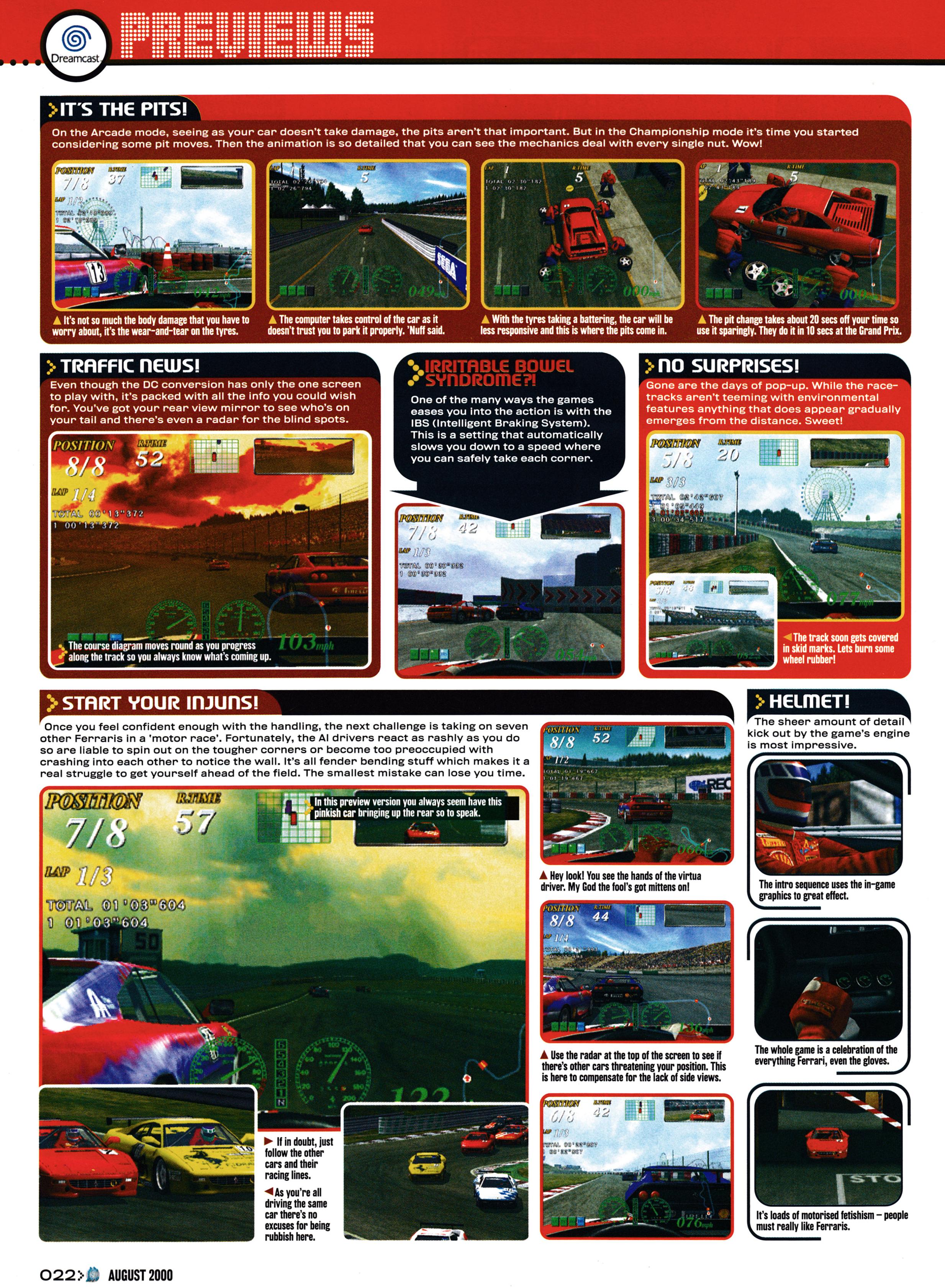 Preview for Ferrari 355 Challenge on Dreamcast. Taken from GamesMaster 97 - August 2000 (UK) 