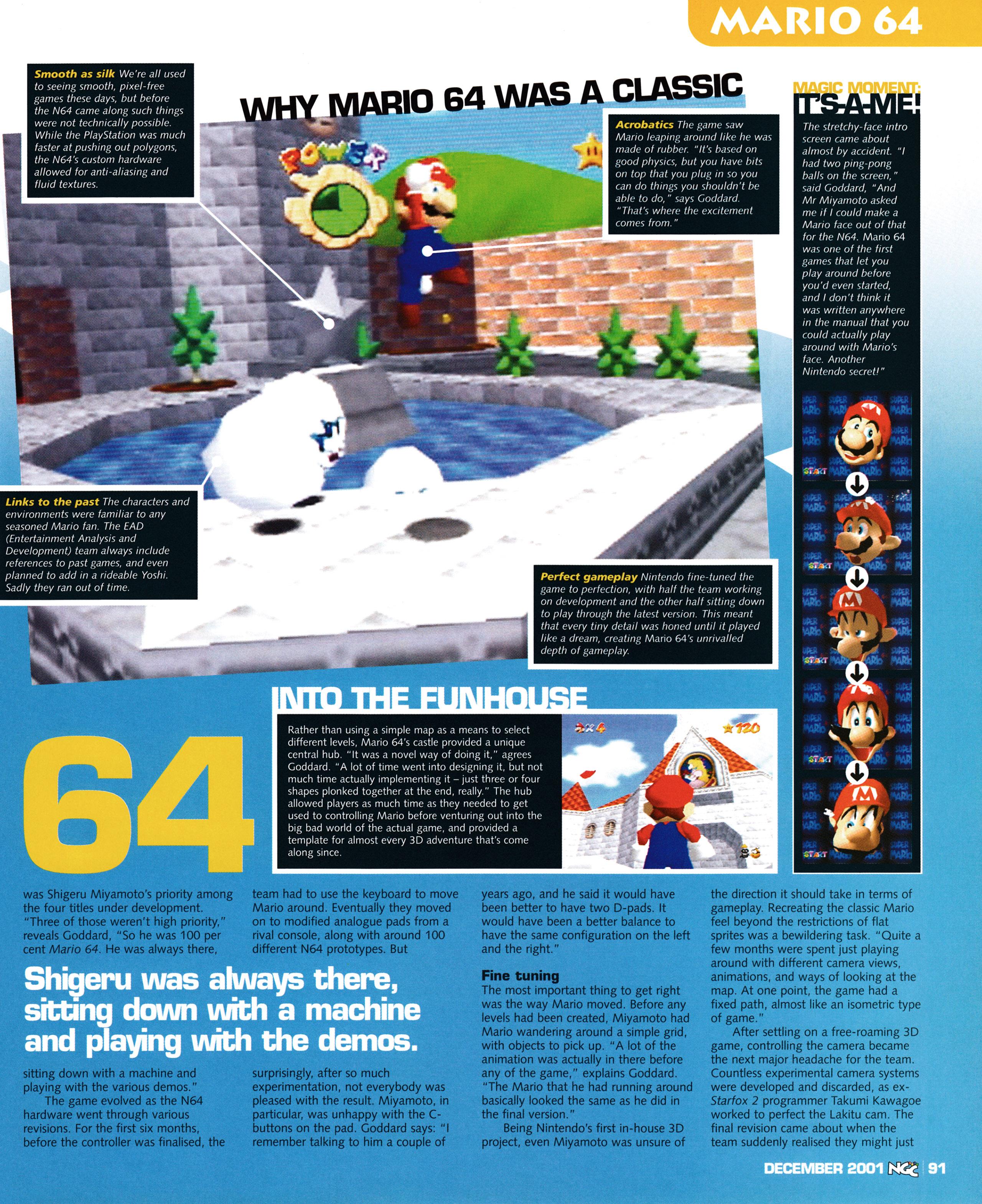 Feature titled: The Making of... Super Mario 64 on Nintendo 64. Taken from NGC Magazine 61 - December 2001 (UK) 