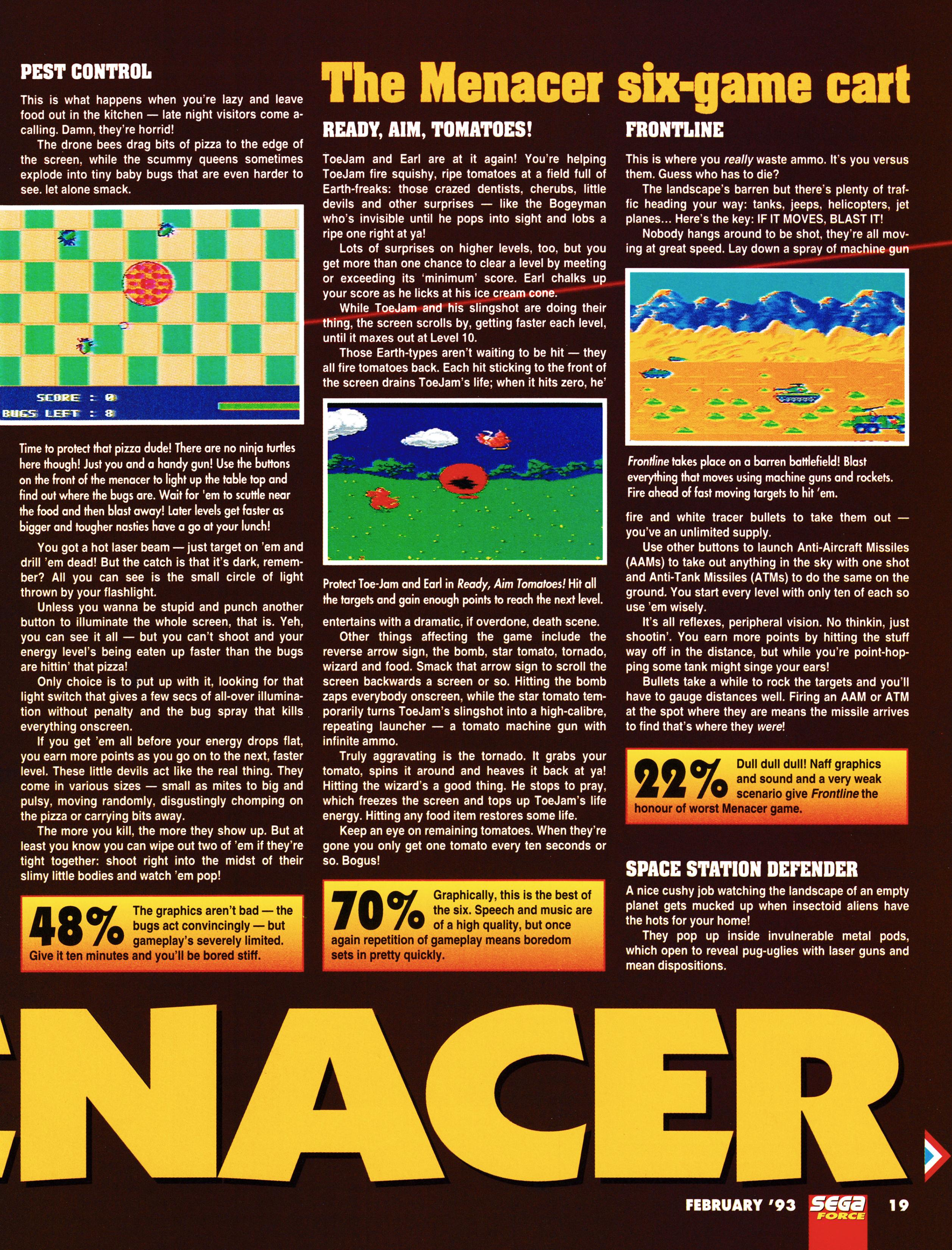 Feature on the Sega Menacer for Mega Drive from Sega Force 14 - February 1993 (UK) 