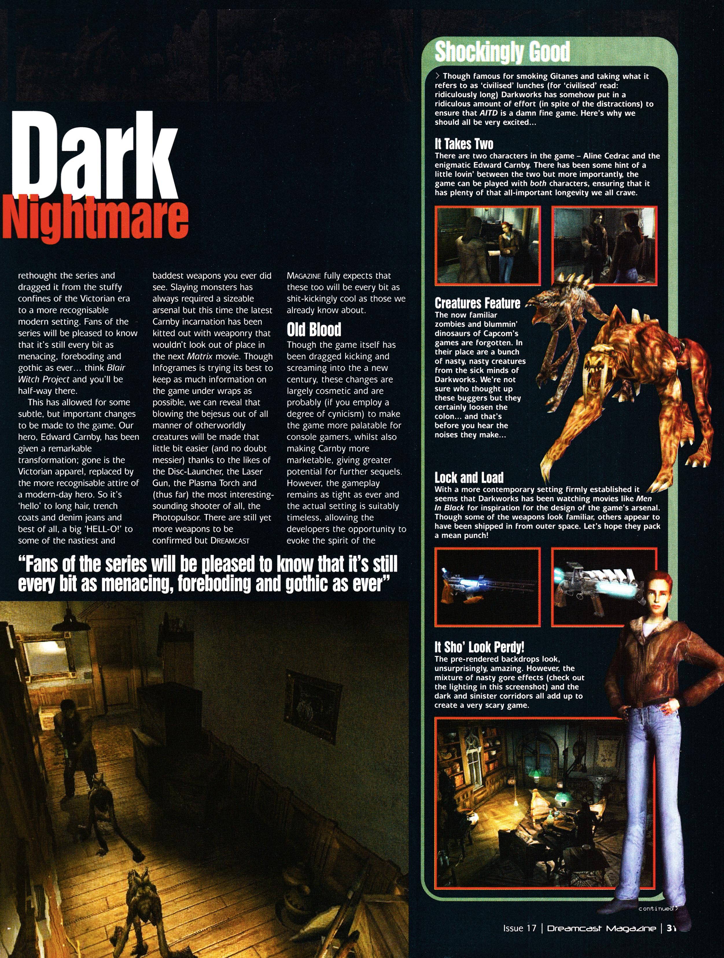 Preview for Alone in the Dark The New Nightmare on Dreamcast from Dreamcast Magazine 17 - Christmas 2001 (UK)