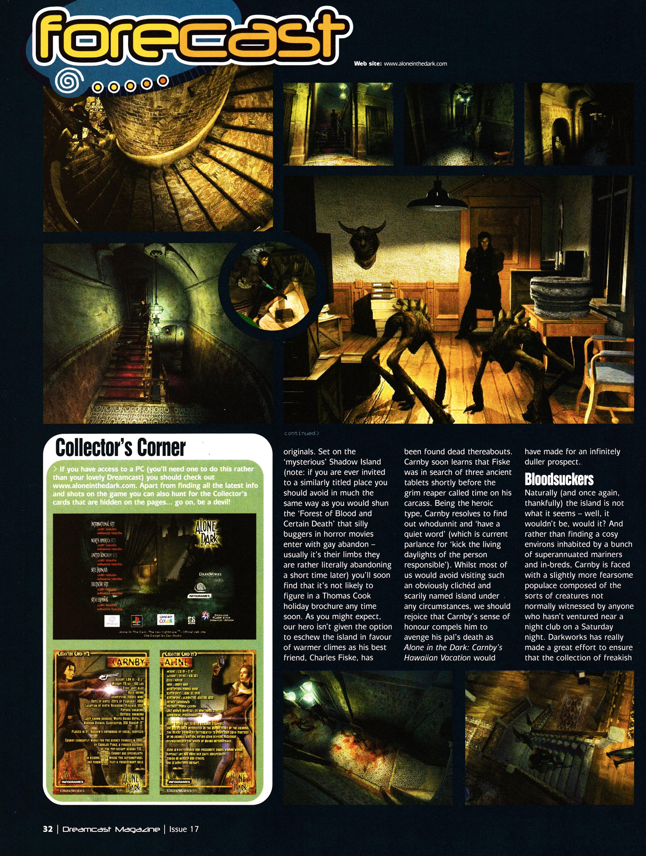 Preview for Alone in the Dark The New Nightmare on Dreamcast from Dreamcast Magazine 17 - Christmas 2001 (UK)