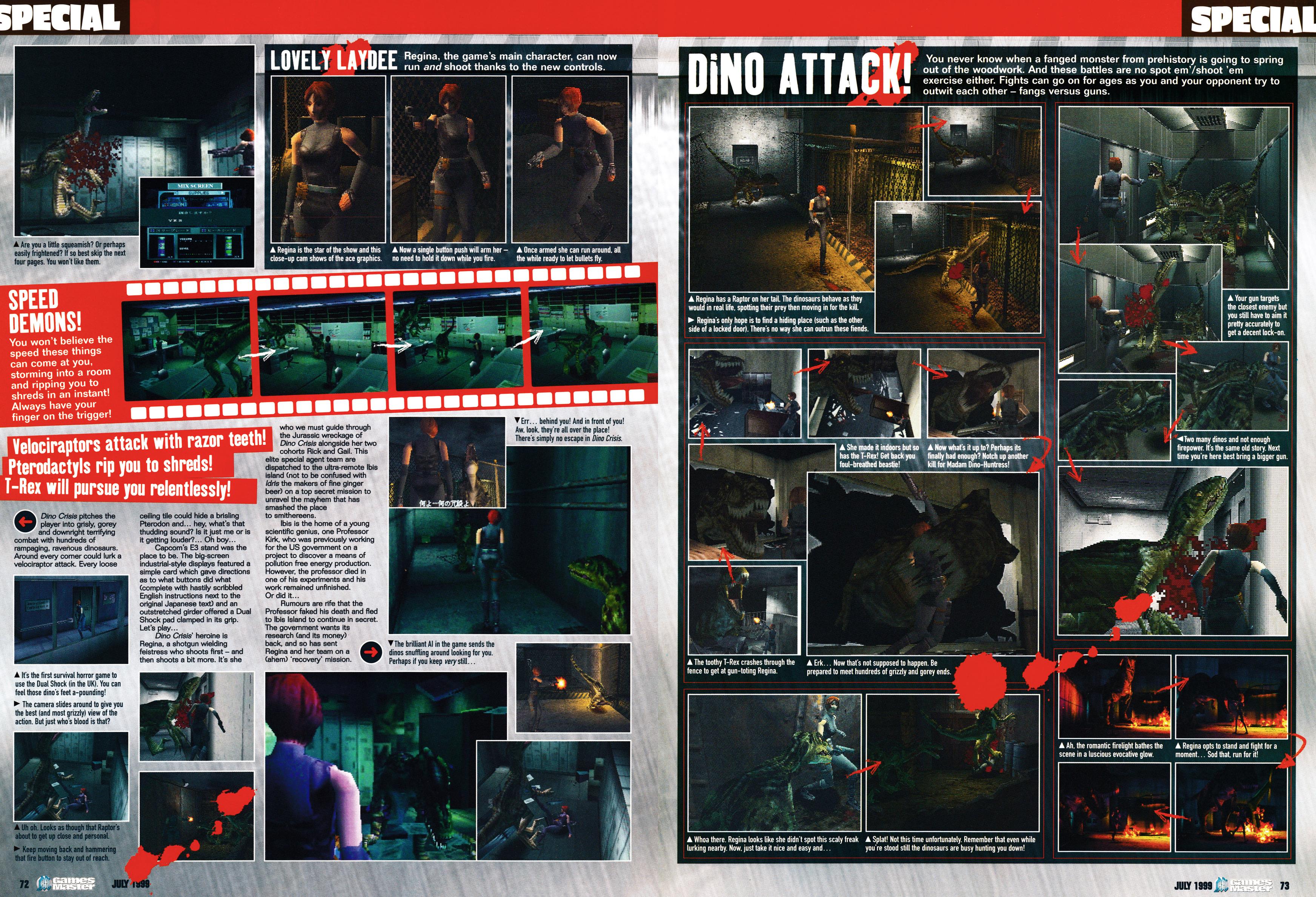  Feature on Dino Crisis on PSone from GamesMaster 83 - July 1999 (UK)