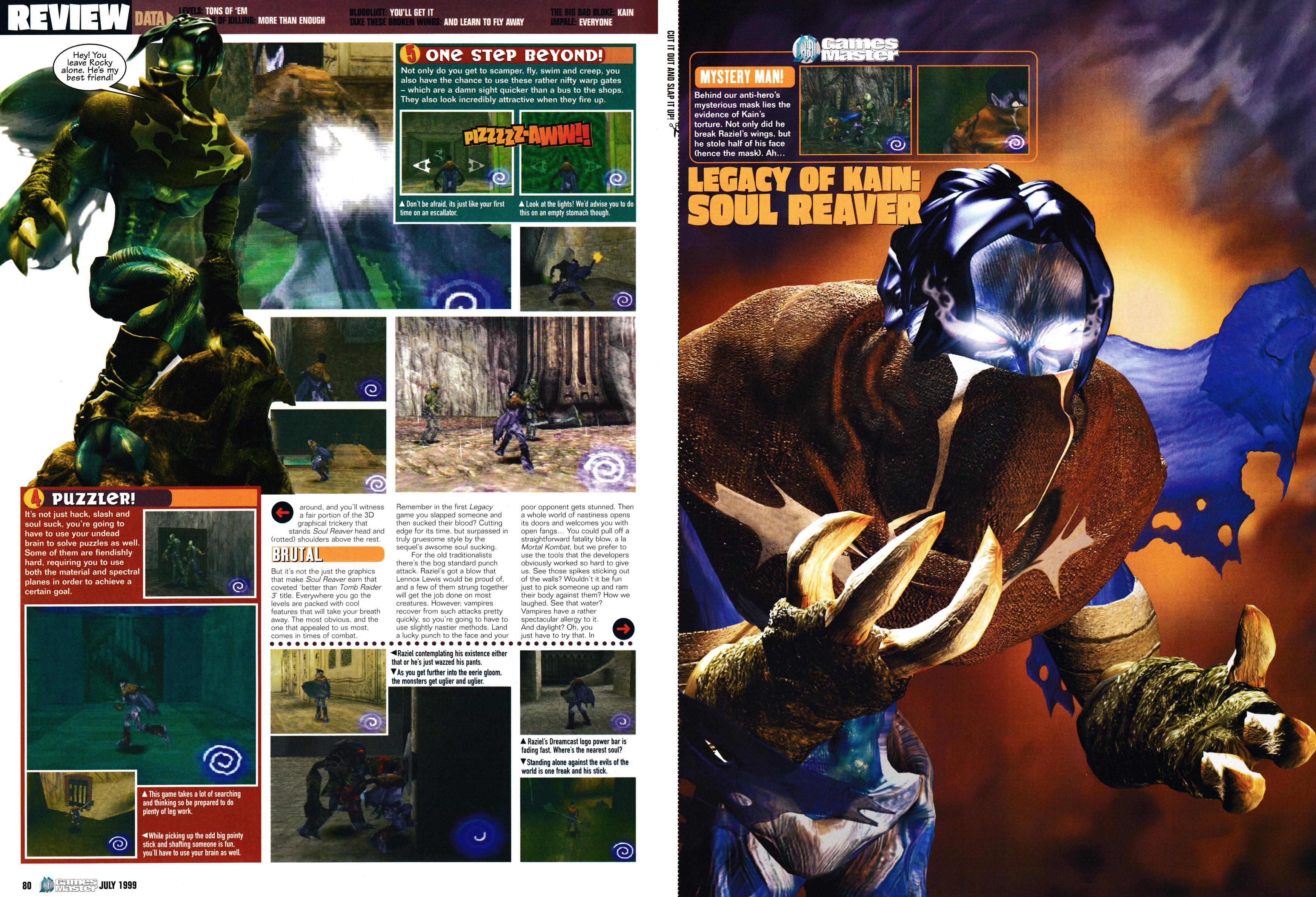 Review for Legacy of Rain: Soul Reaver on PSone from GamesMaster 83 - July 1999 (UK)  score: 95%