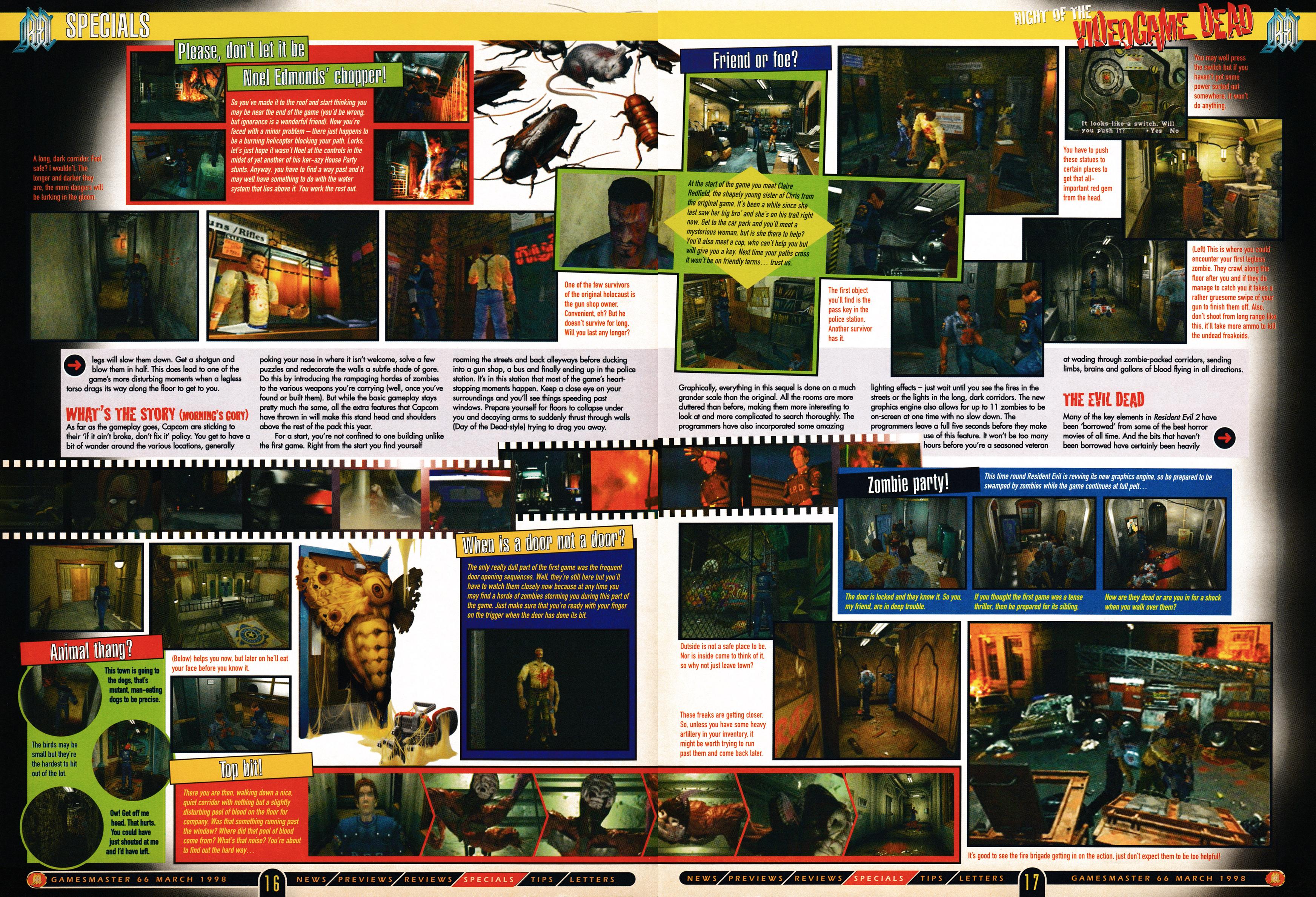 Feature on Resident Evil 1 on PSone from GamesMaster 66 - March 1998 (UK)