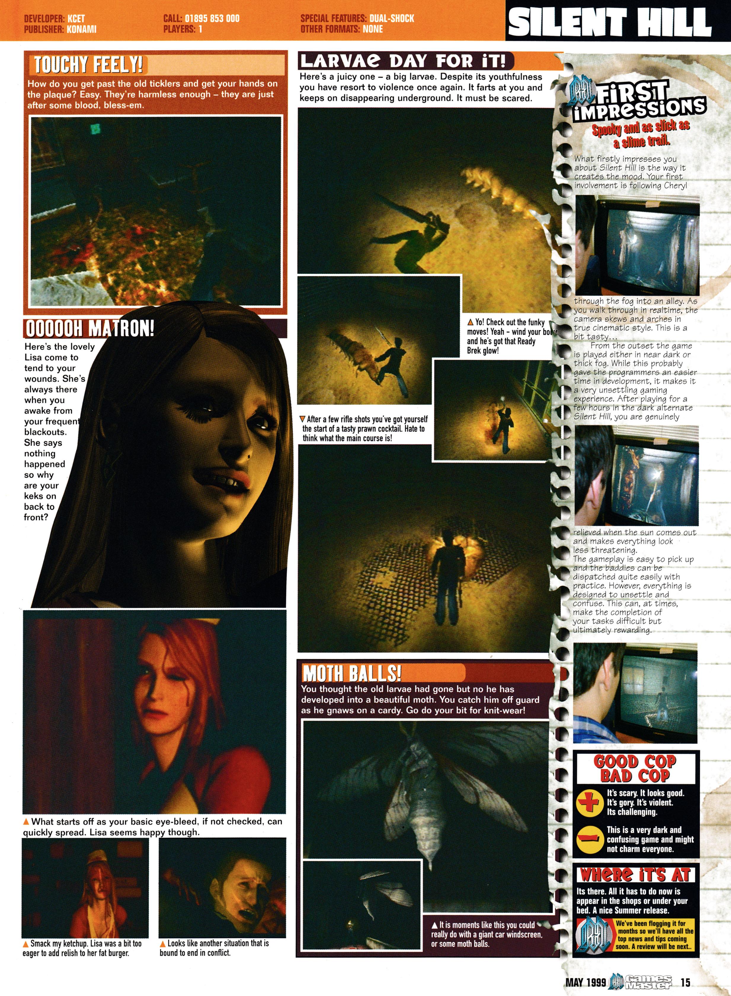 Feature on Silent Hill on PSone from GamesMaster 81 - May 1999 (UK) 