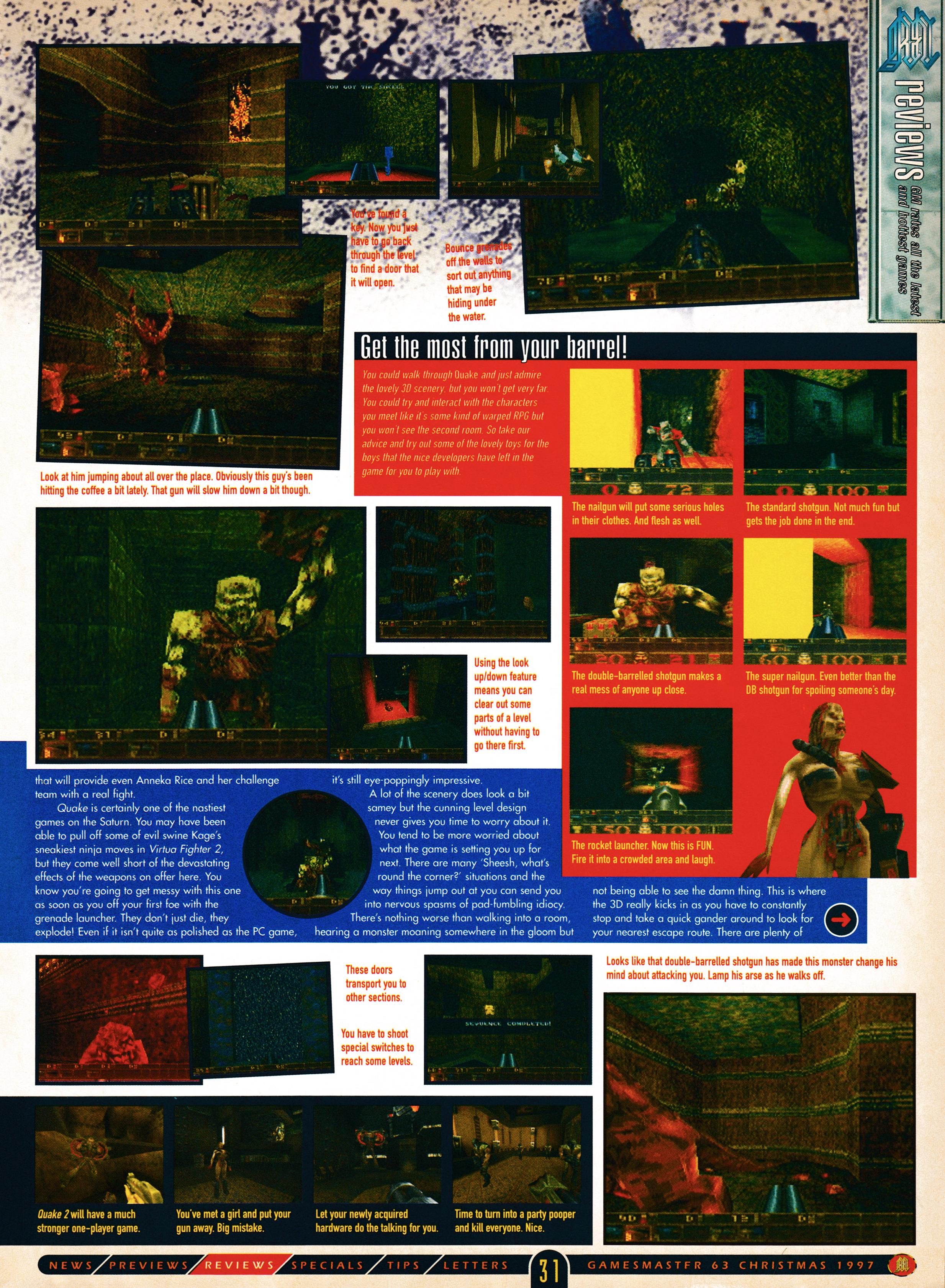  Review for Quake on Sega Saturn from GamesMaster 81 - May 1999 (UK)  score: 89%