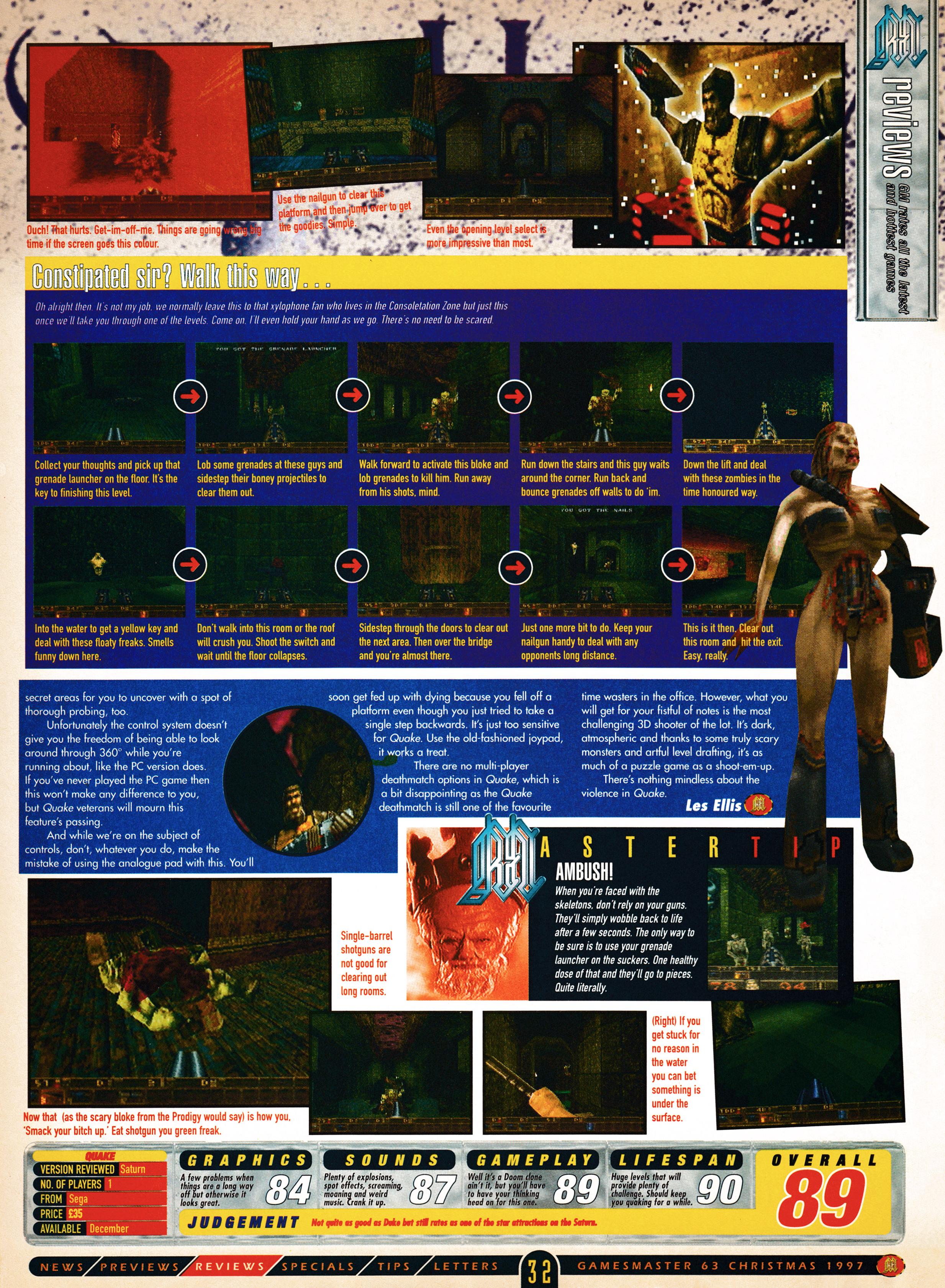  Review for Quake on Sega Saturn from GamesMaster 81 - May 1999 (UK)  score: 89%