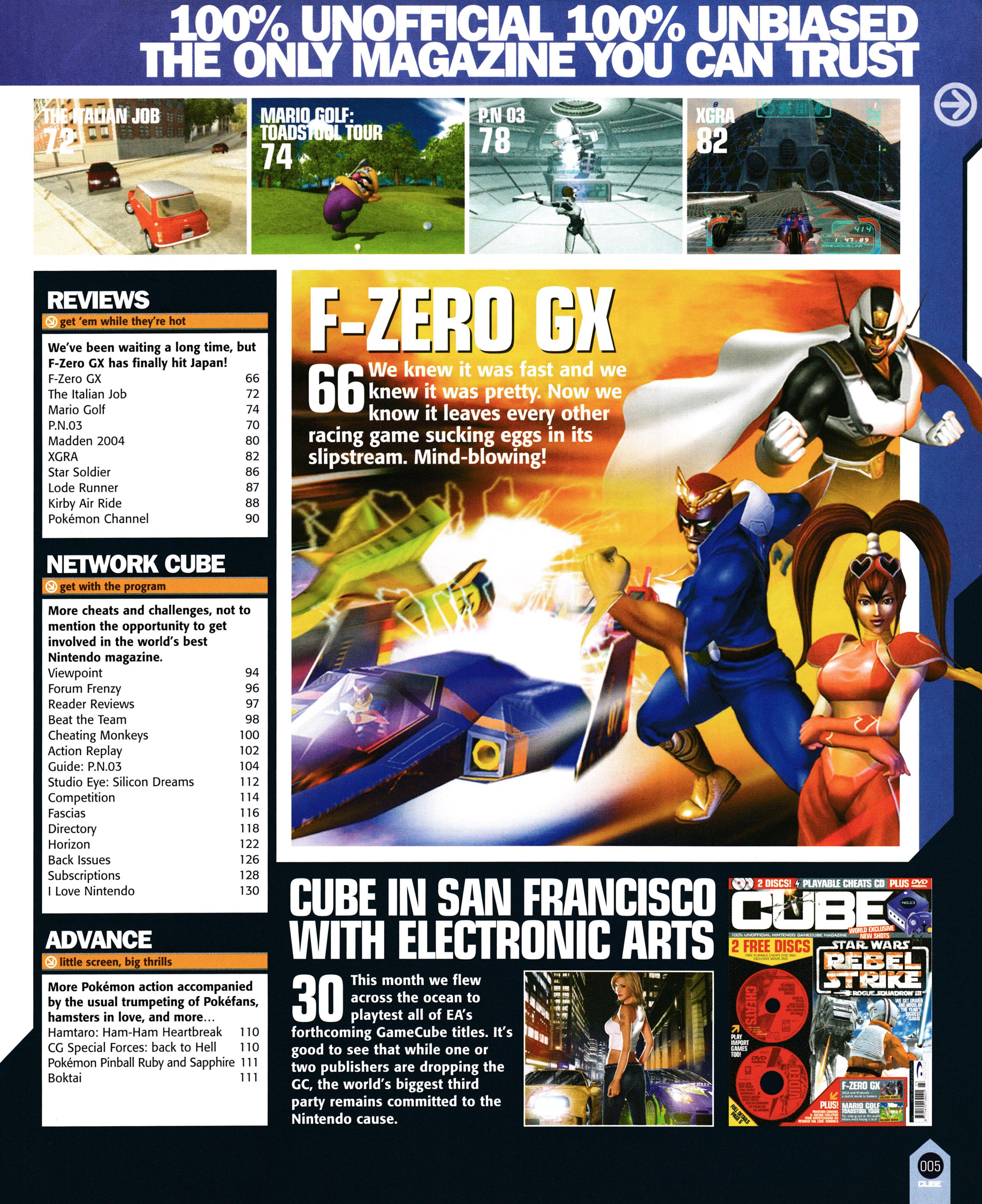 And the contents pages for Cube 23 - October 2003 (UK)