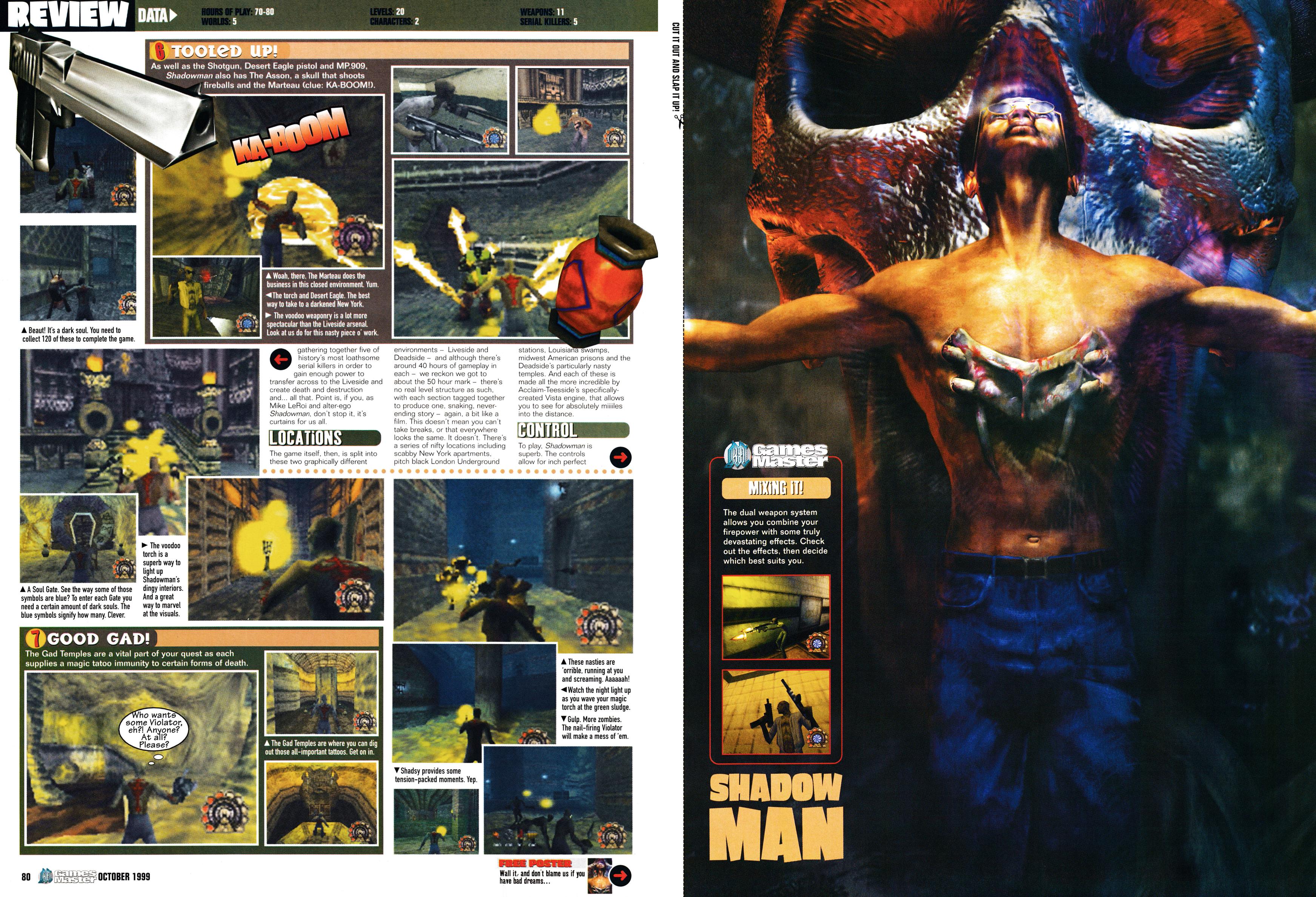 Review for ShadowMan on Nintendo 64 from GamesMaster 88 - December 1999 (UK)  score: 93%