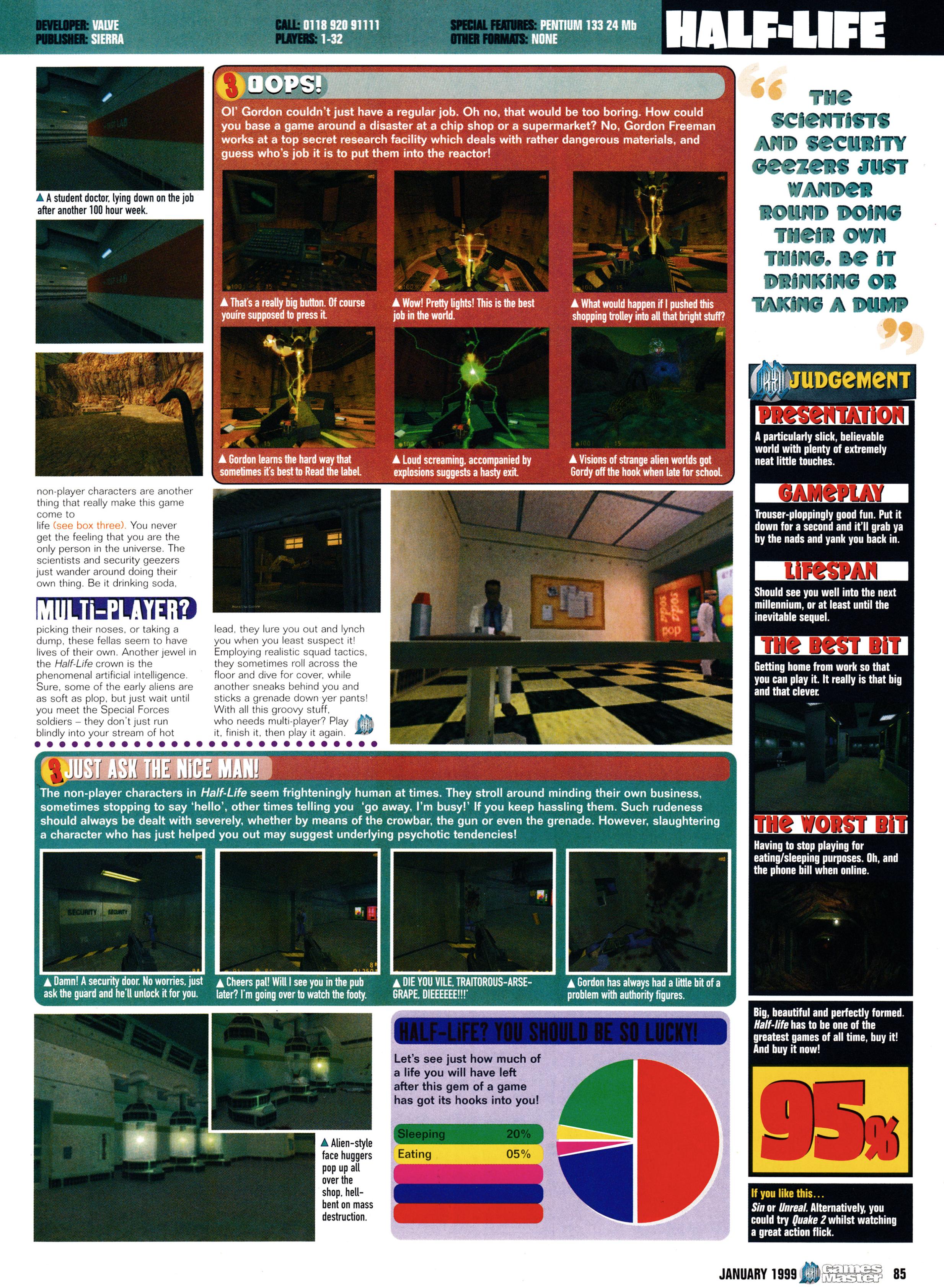 Review for Half-Life on PC from GamesMaster 77 - January 1999 (UK)  score: 95%