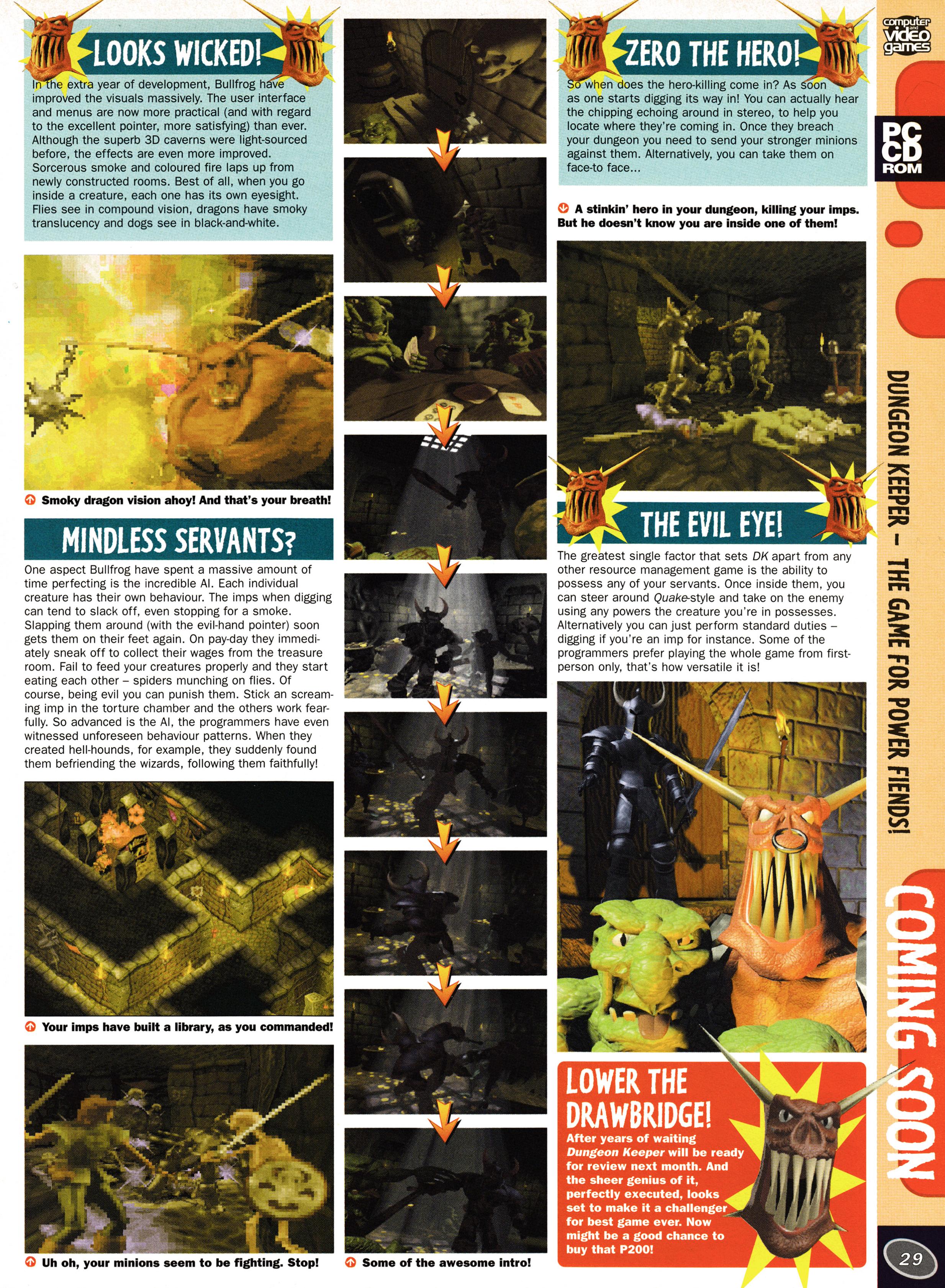 Preview for Dungeon Keeper on PC from CVG 187 - June 1997 (UK)