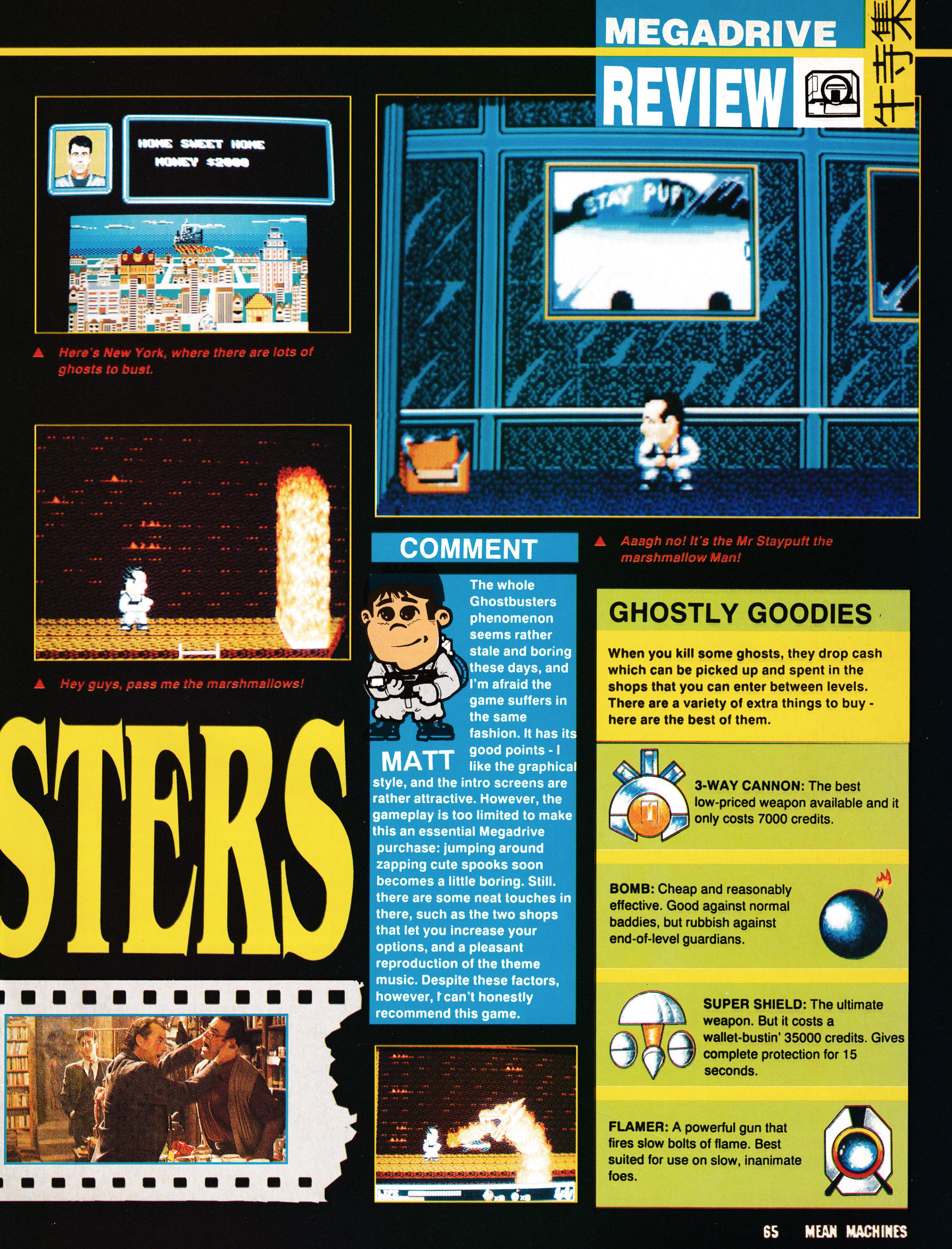 Review for Ghostbusters on Mega Drive from Mean Machines 3 - December 1990 (UK)  score: 80%