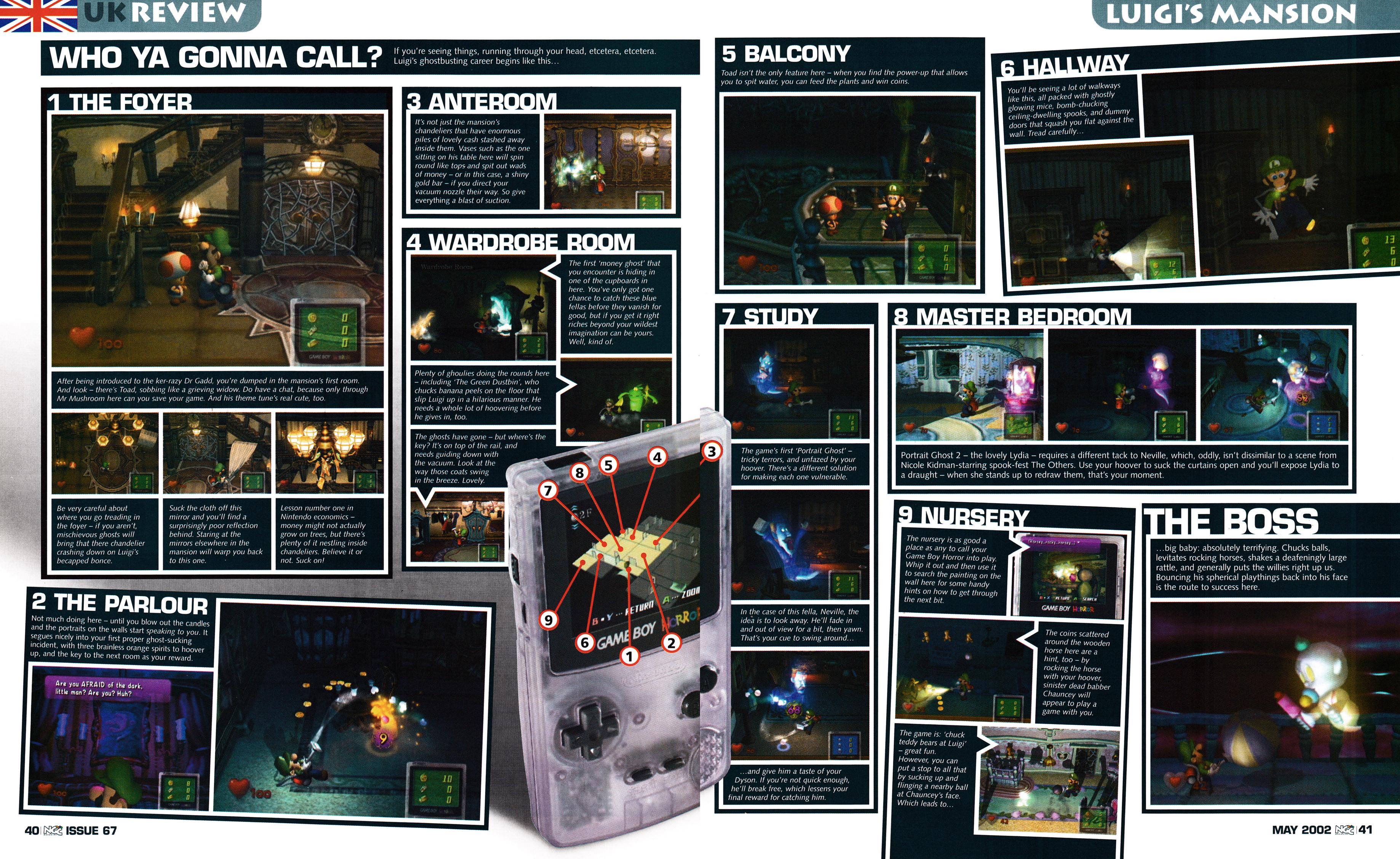 Review for Luigi's Mansion on GameCube from NGC Magazine 67 - May 2002 (UK)  score: 90%