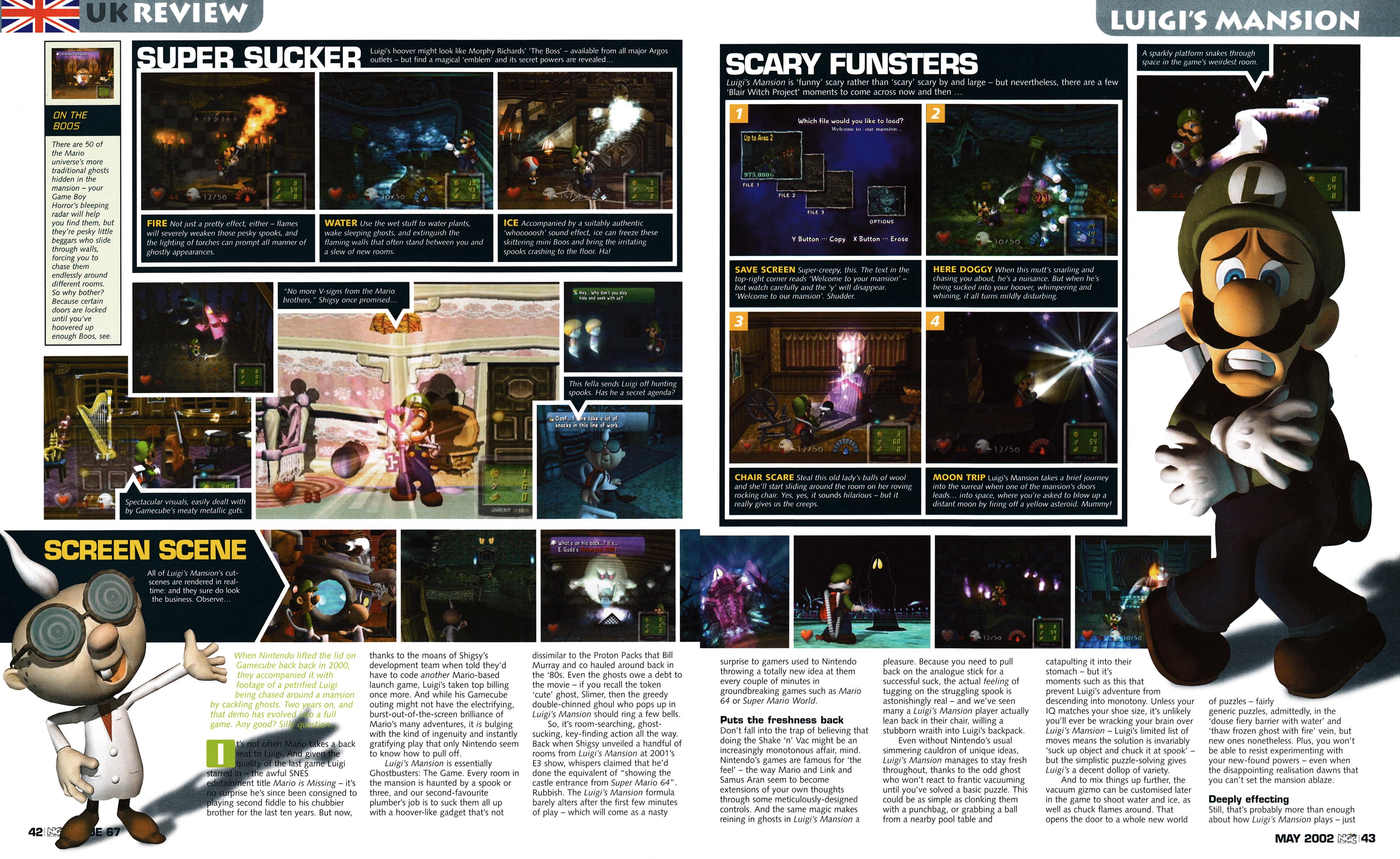 Review for Luigi's Mansion on GameCube from NGC Magazine 67 - May 2002 (UK)  score: 90%